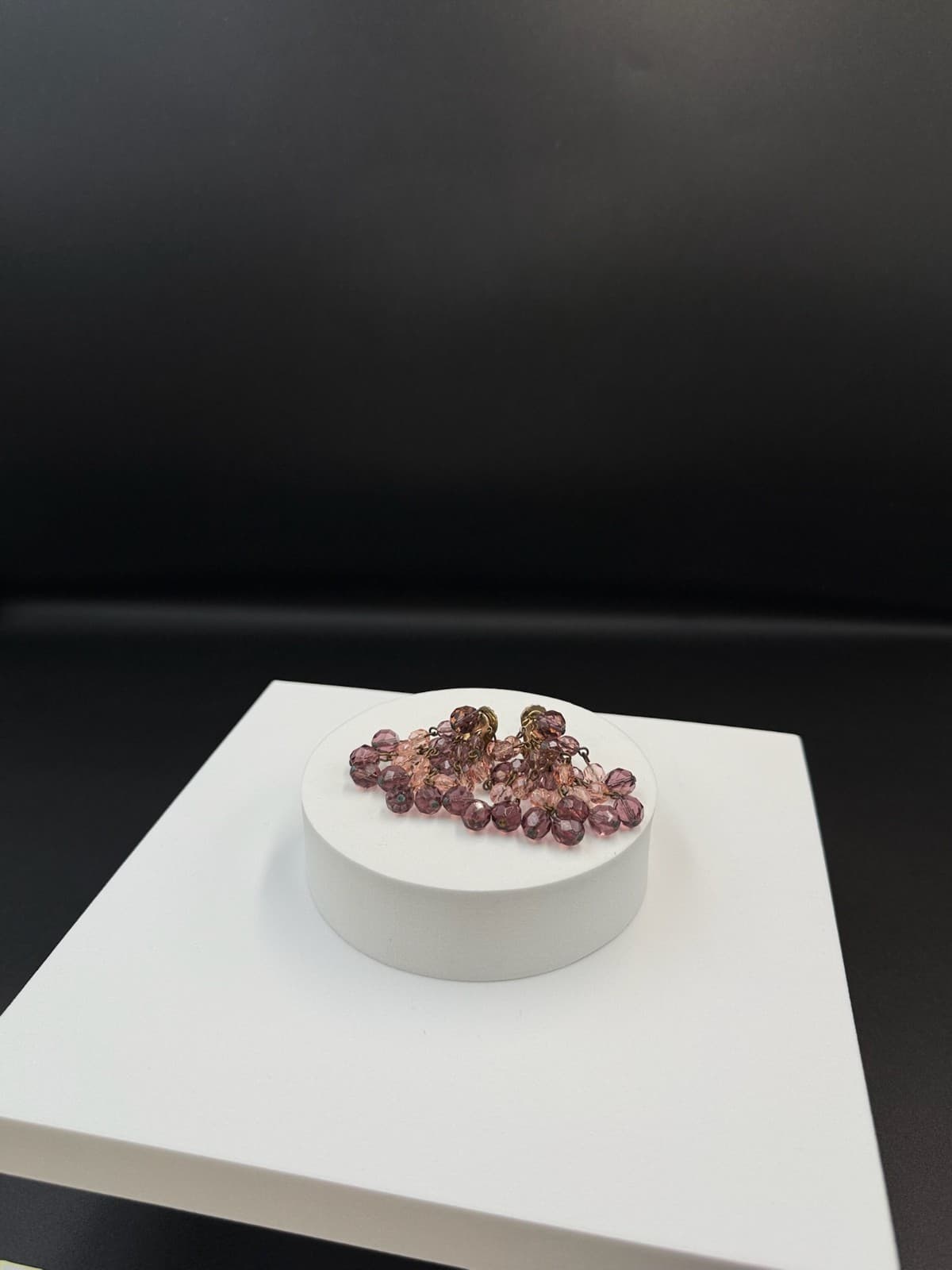 Vintage Womens Purple Glass Amethyst Crystal Dangle Fashion Wedding Earrings - Thumbnail 3