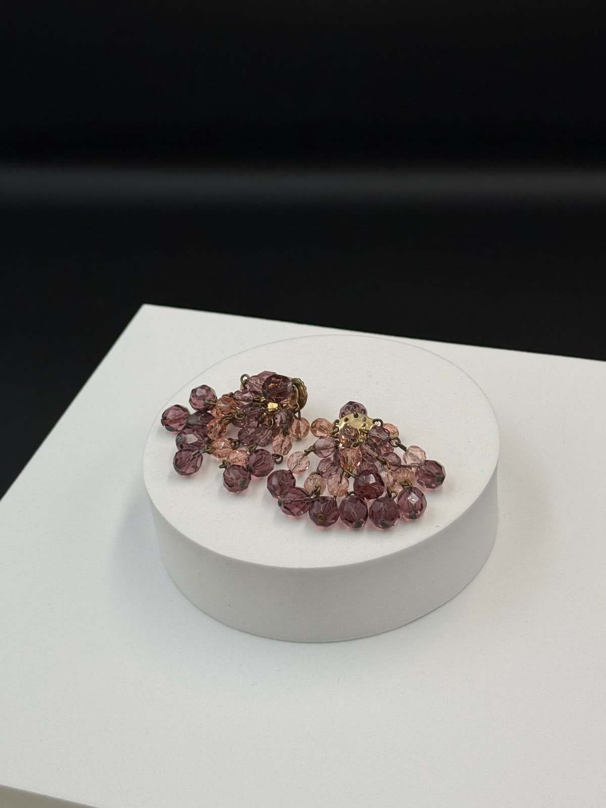 Vintage Womens Purple Glass Amethyst Crystal Dangle Fashion Wedding Earrings - Thumbnail 7