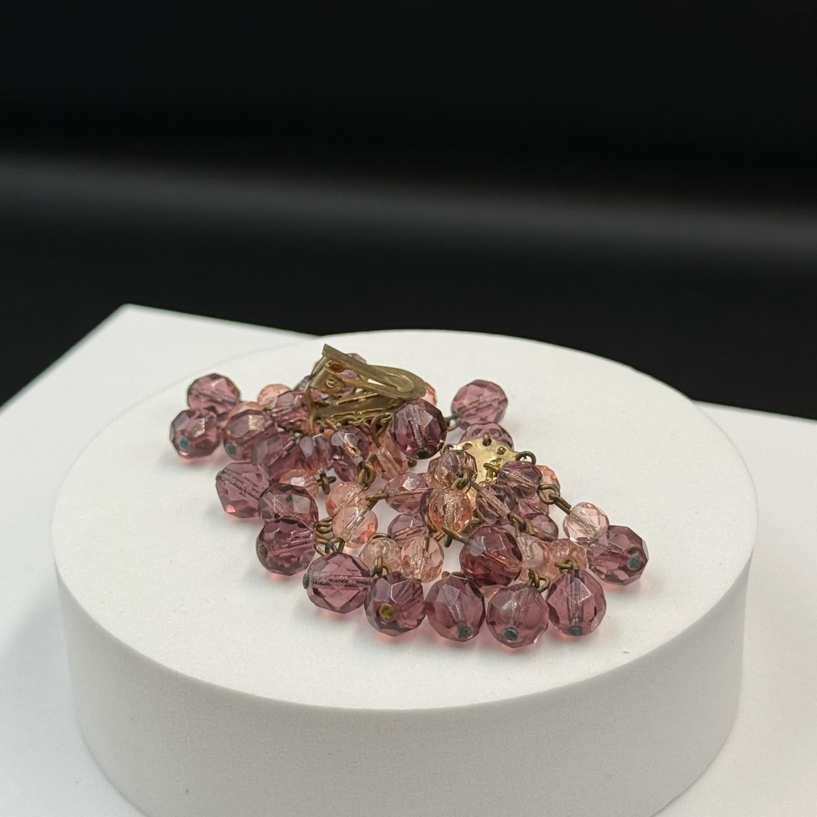 Vintage Womens Purple Glass Amethyst Crystal Dangle Fashion Wedding Earrings - Thumbnail 9