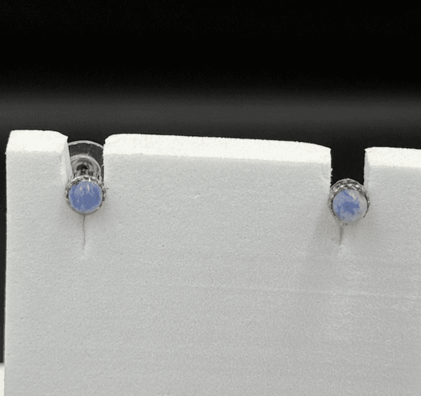 Vintage Women's Blue Cabochon-Cut Gemstone Fashion Wedding Stud Earrings - Image 1