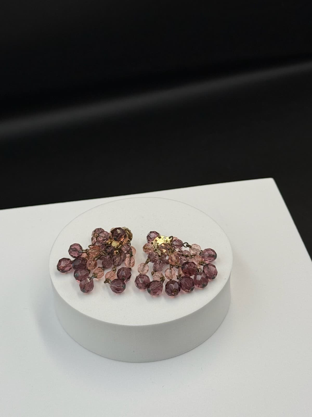 Vintage Womens Purple Glass Amethyst Crystal Dangle Fashion Wedding Earrings - Thumbnail 6