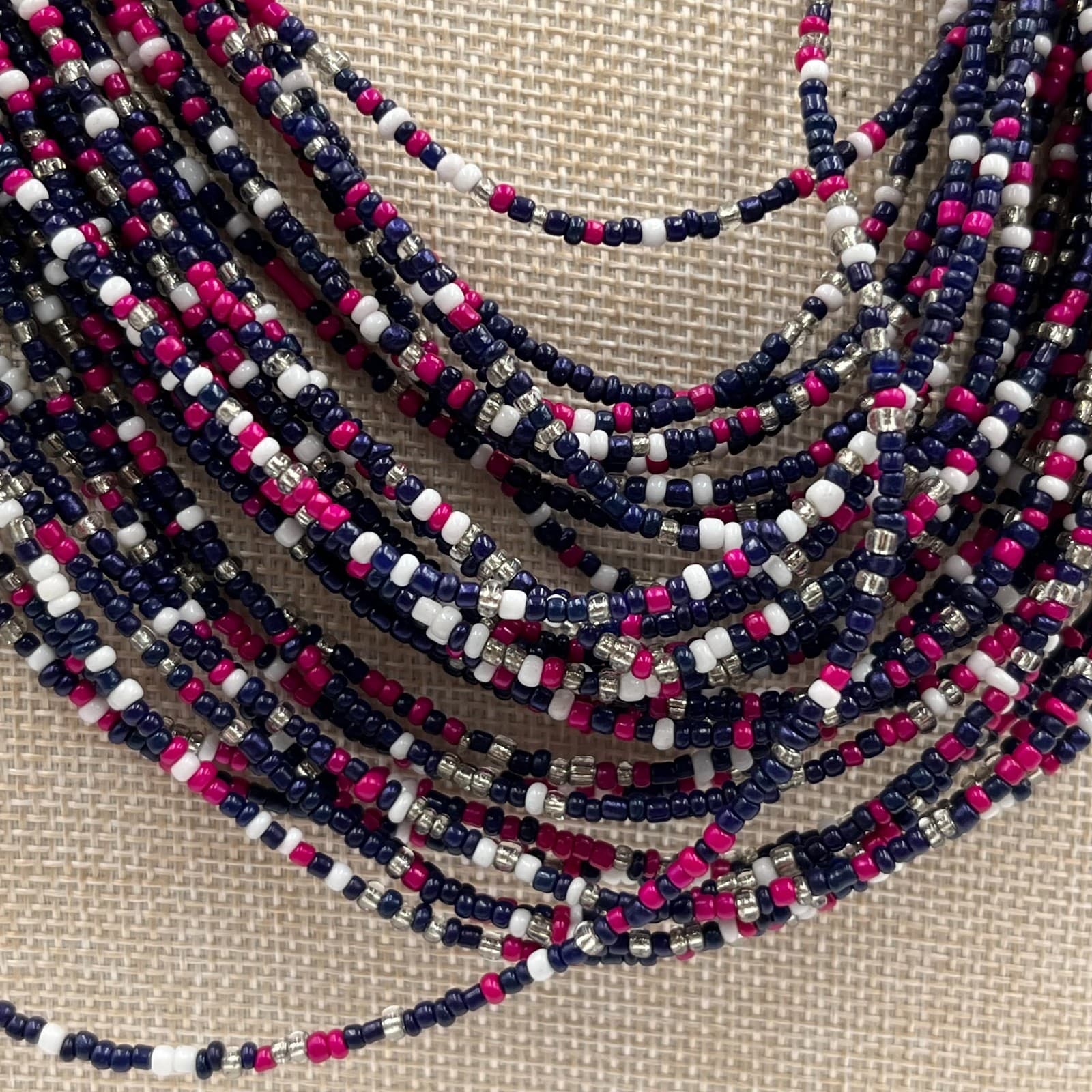 Vintage 80s Seed Bead Torsade Necklace Multi-Strand Rainbow Boho Hippie Layered - Thumbnail 3