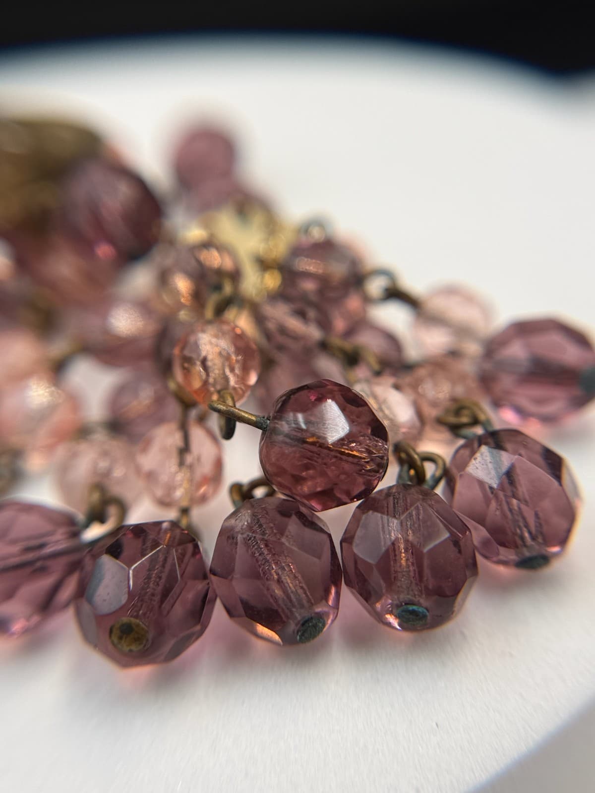 Vintage Womens Purple Glass Amethyst Crystal Dangle Fashion Wedding Earrings - Thumbnail 10