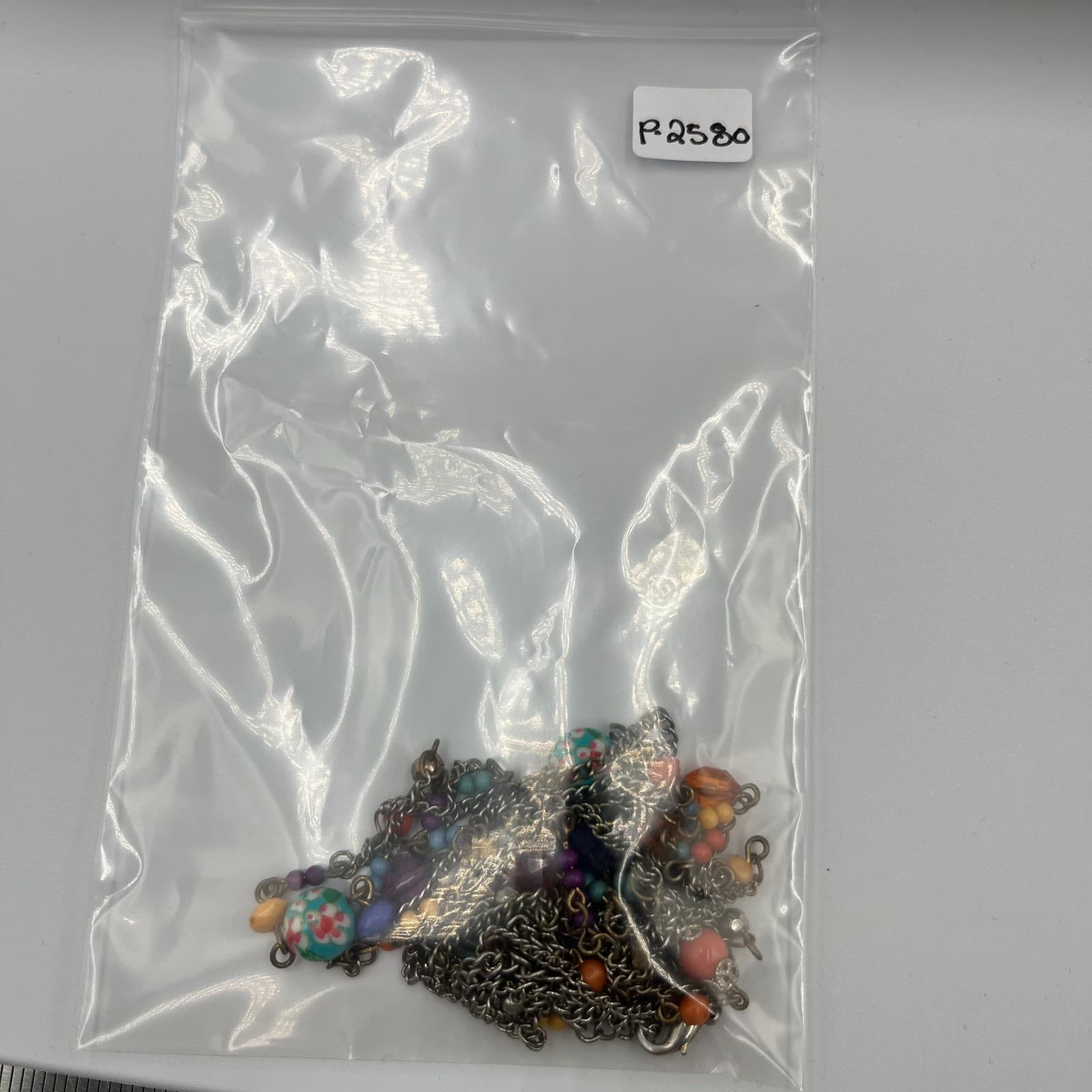 Vintage Multi Strand Necklace Boho Beaded Colorful Glass Cloisonné Flower Silver - Thumbnail 7