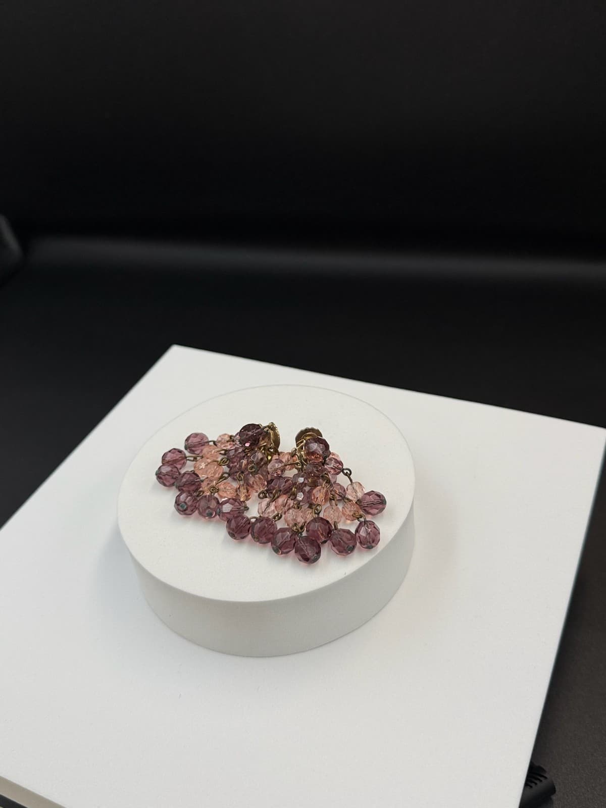 Vintage Womens Purple Glass Amethyst Crystal Dangle Fashion Wedding Earrings - Thumbnail 4