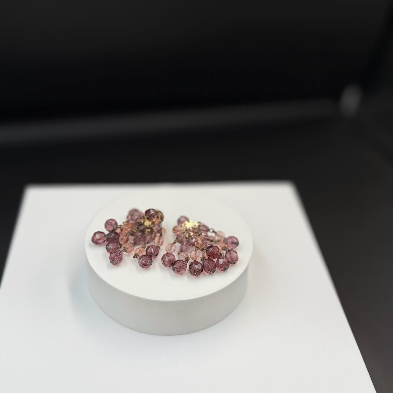 Vintage Womens Purple Glass Amethyst Crystal Dangle Fashion Wedding Earrings - Thumbnail 5