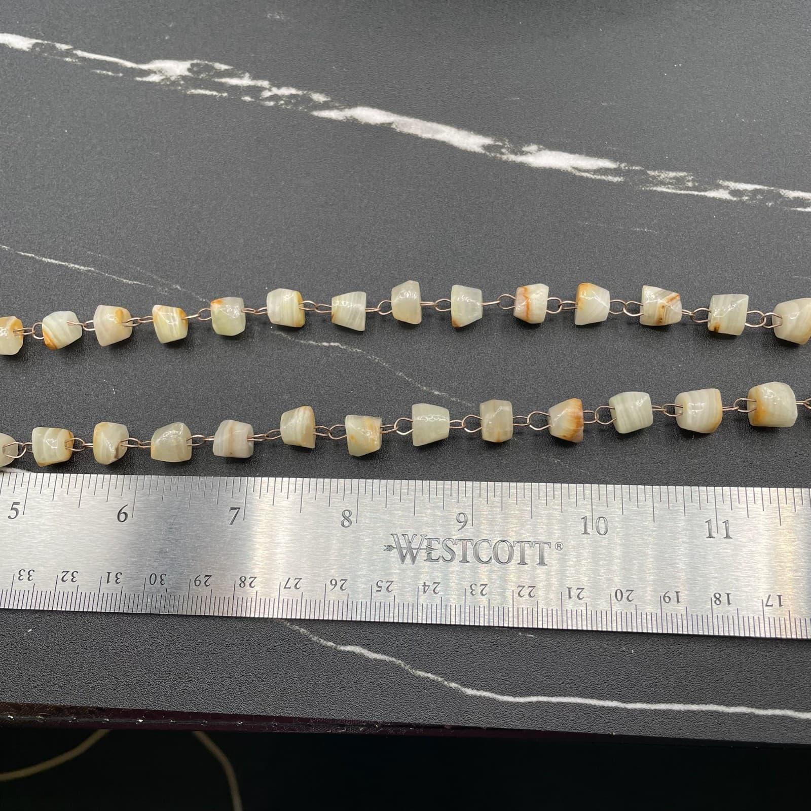 Vintage Cream Mexican Hand-Carve Banded Agate Calcite Arrowhead Pendant Necklace - Thumbnail 9