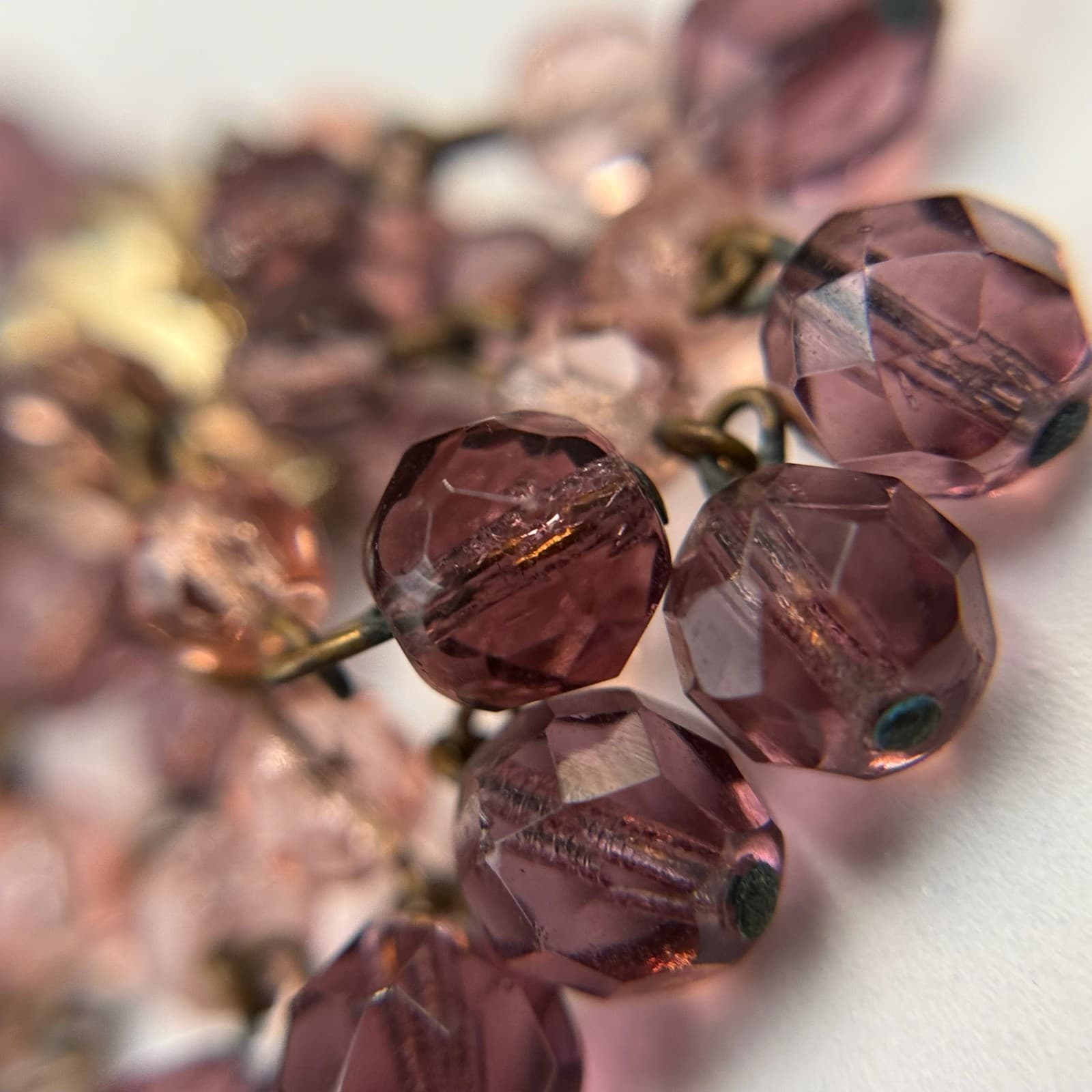 Vintage Womens Purple Glass Amethyst Crystal Dangle Fashion Wedding Earrings - Thumbnail 12