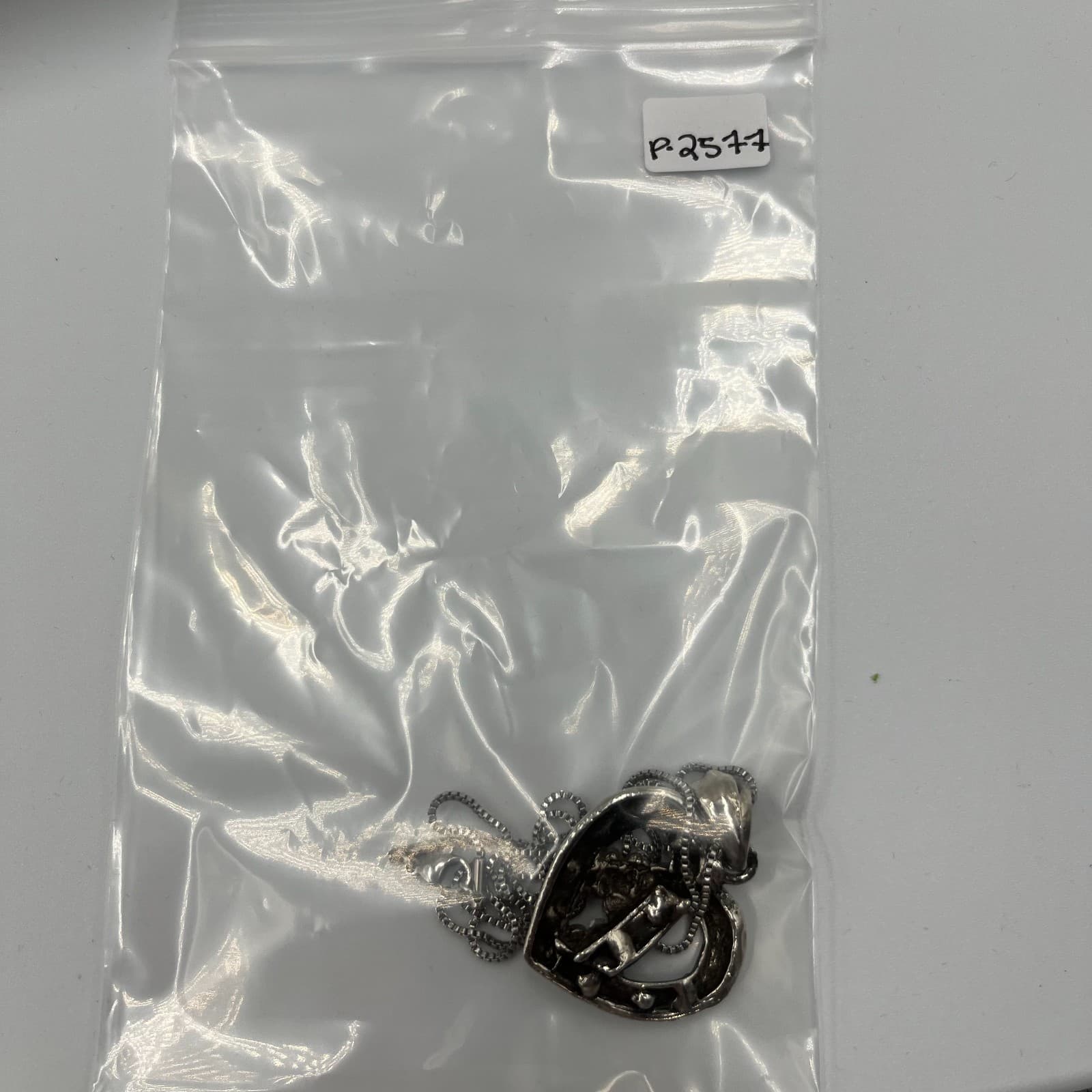 Vintage Silver Tone Amber Rhinestone Heart Pendant Necklace 18” Costume Jewelry - Thumbnail 8