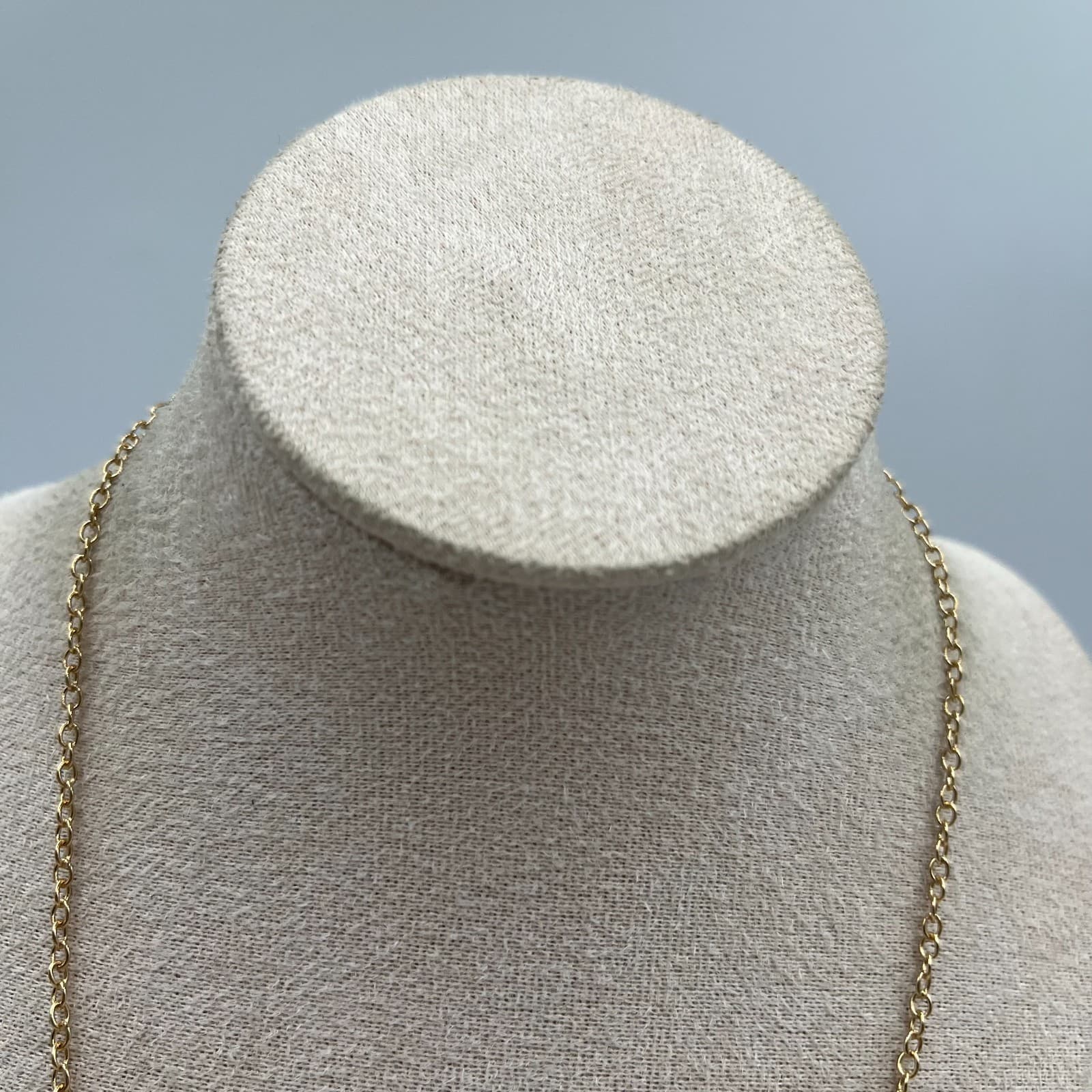 Vintage Puffy Heart Charm Necklace Gold Tone Textured Dainty Pendant Gift - Thumbnail 2