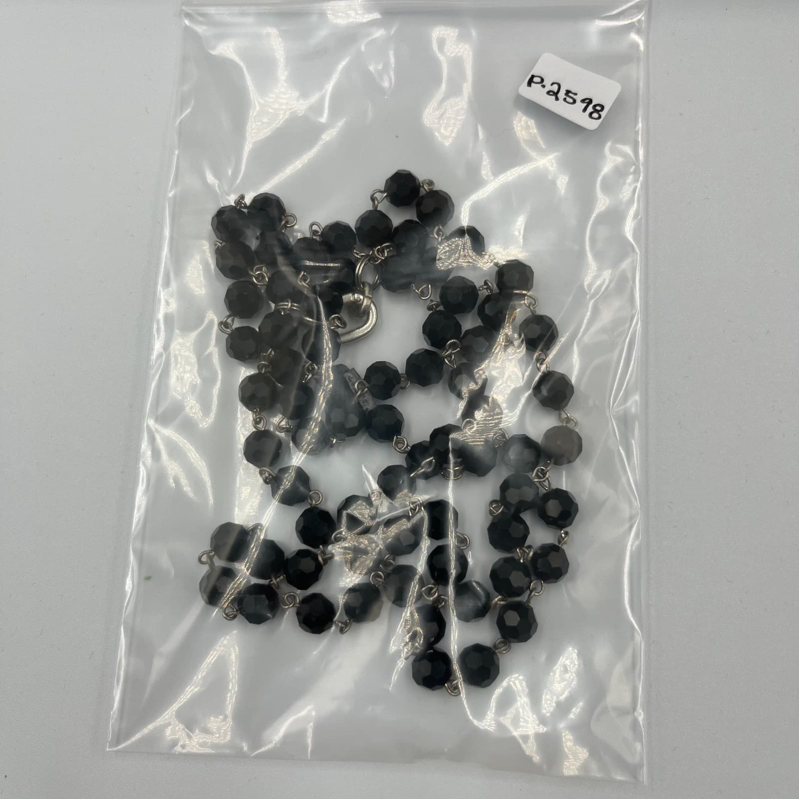 Vtg Black Faceted Bead Necklace Glass Jet Style Goth Victorian Art Deco Retro - Thumbnail 6