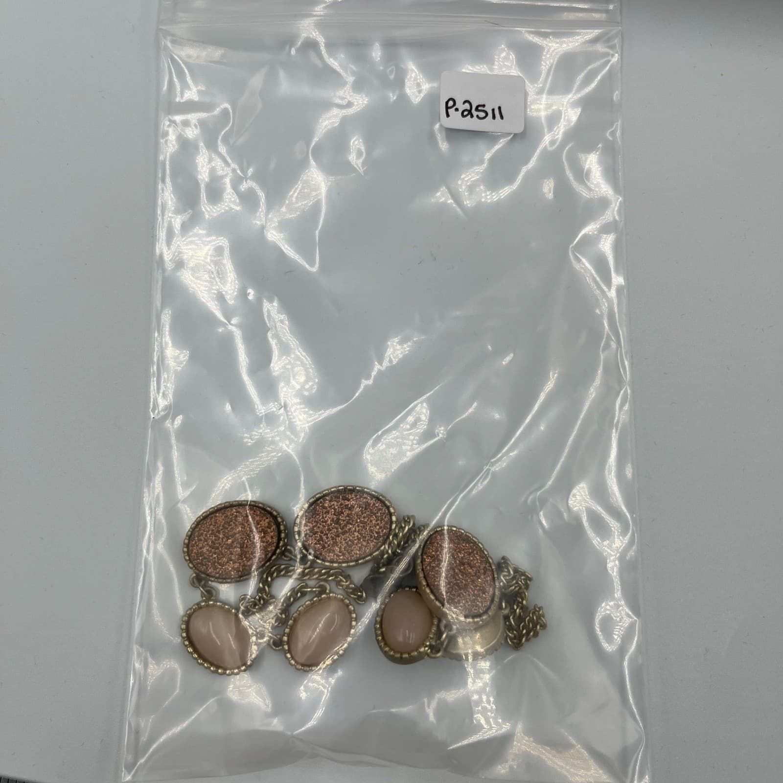 VTG Retro Geometric Bib Necklace Silver Tone Gray Faux Stone Statement Jewelry - Thumbnail 9