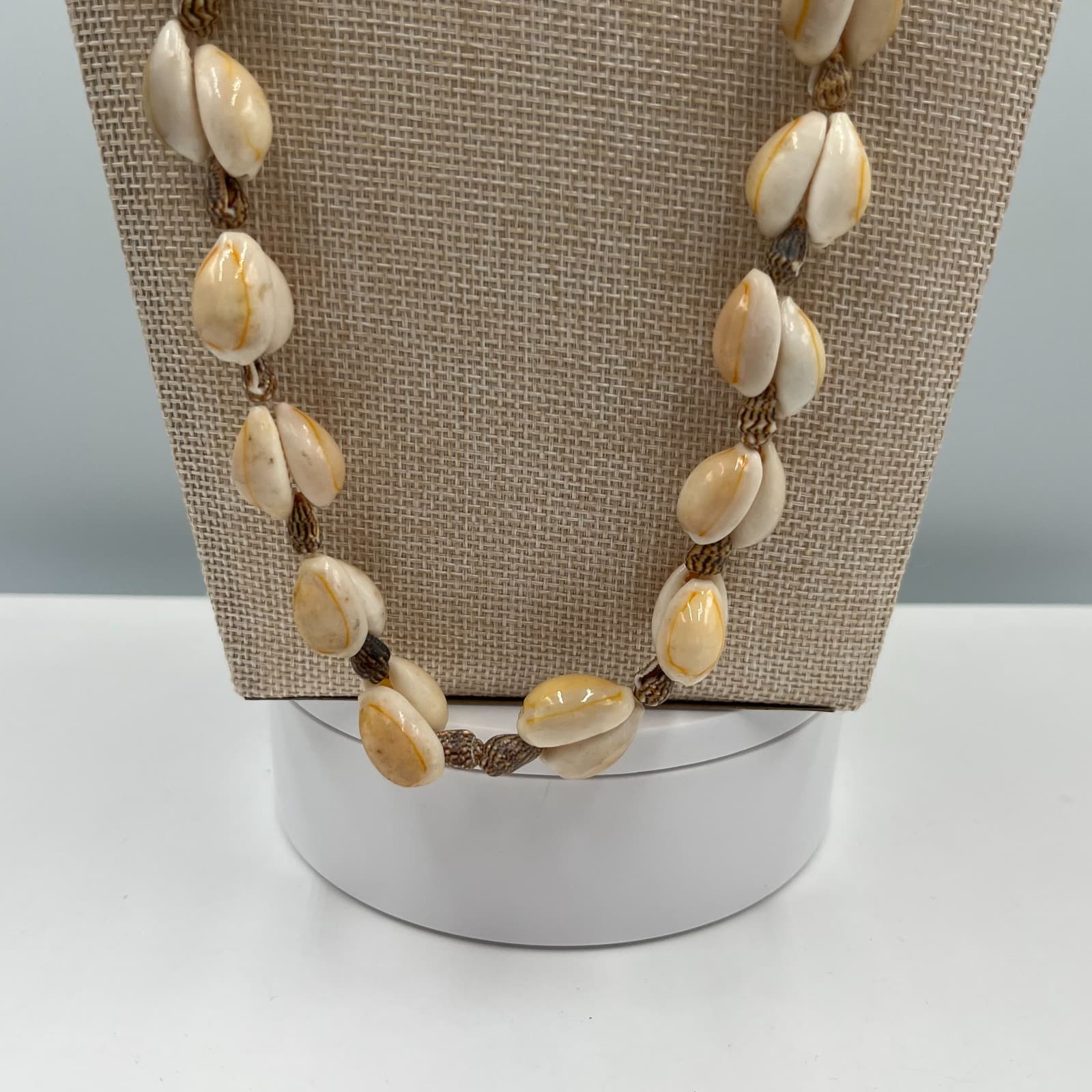 Vintage Ivory Bohemian Opera-Length Gastropod & Cowrie Shell Beaded Lei Necklace - Thumbnail 4