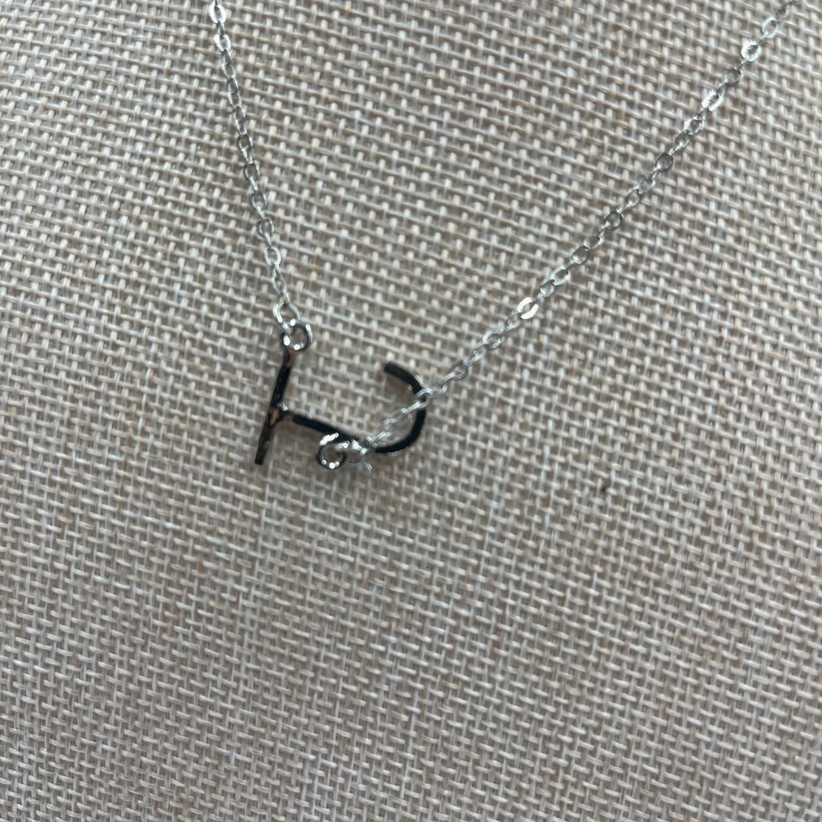 Vintage Dainty Silver Initial J Pendant Necklace Clear Rhinestone Alphabet Charm - Thumbnail 4