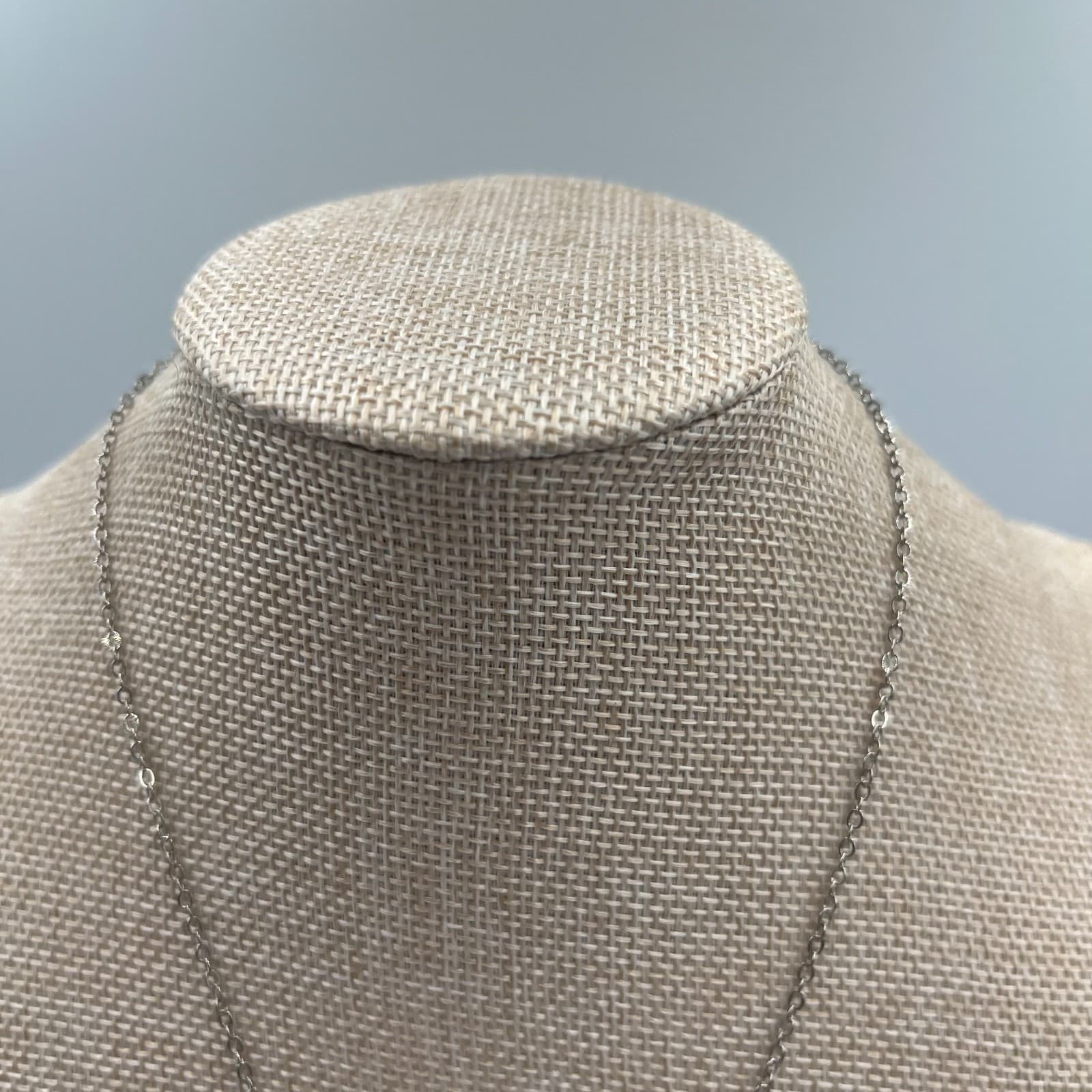 Vintage Dainty Silver Initial J Pendant Necklace Clear Rhinestone Alphabet Charm - Thumbnail 2