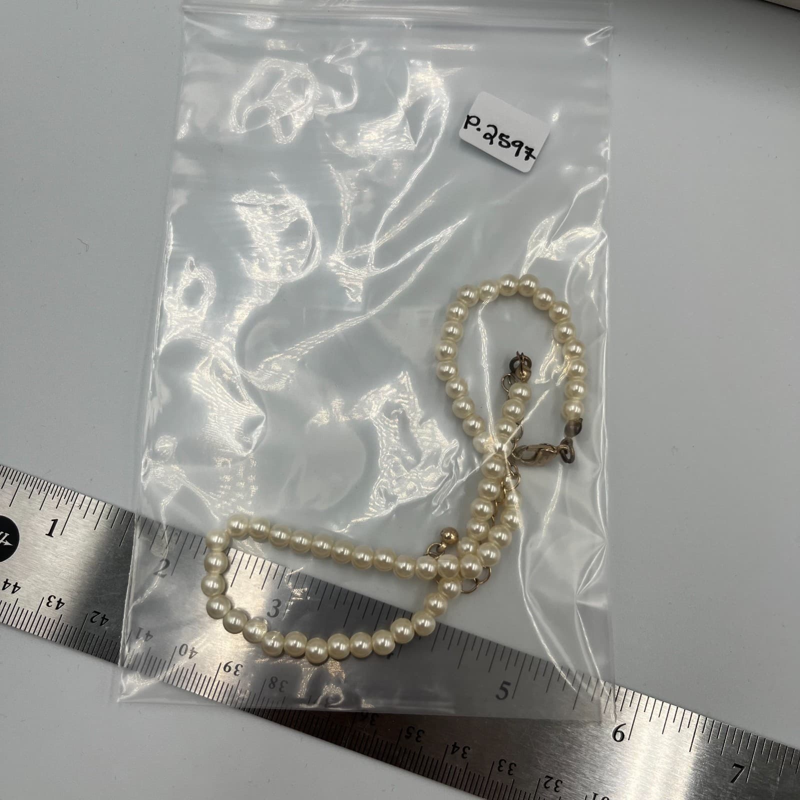 Vtg Triple Strand White Faux Pearl Necklace Ornate Silver Flower Clasp Statement - Thumbnail 7