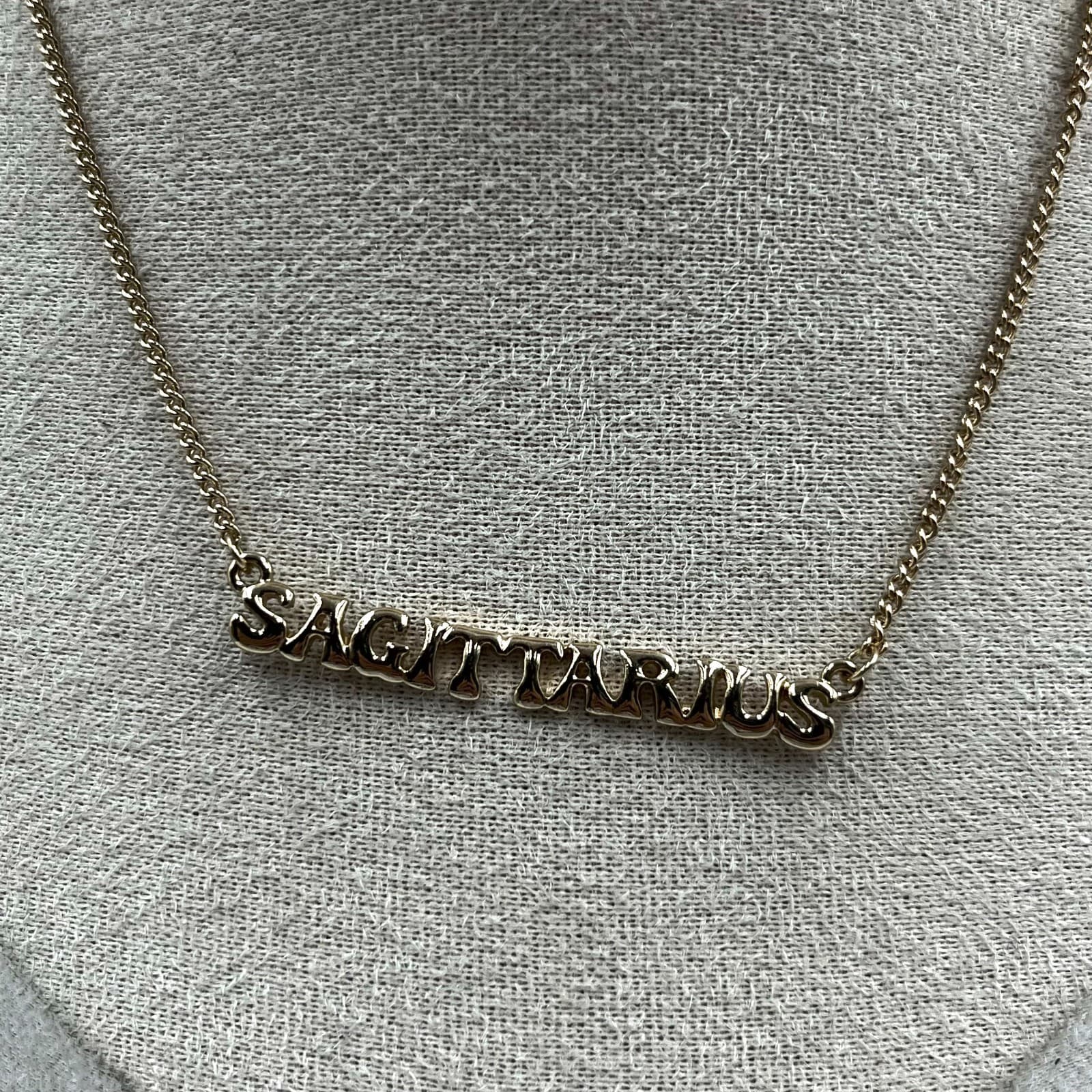 Vintage Sagittarius Zodiac Pendant Necklace Gold Tone Astrology Archer Medallion - Thumbnail 3