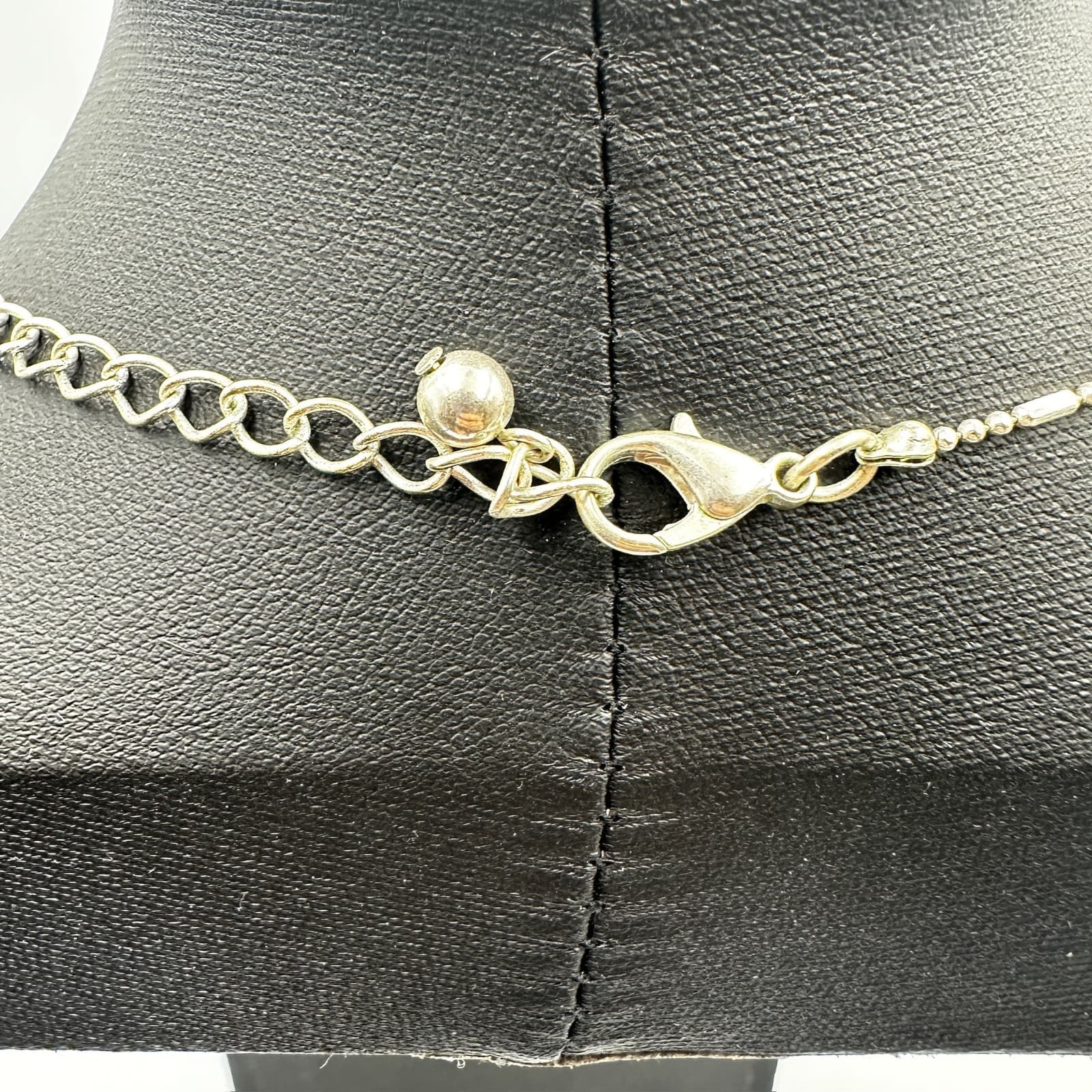 Vintage Flower Pendant Necklace Blue Glass Pave Silver - Thumbnail 6