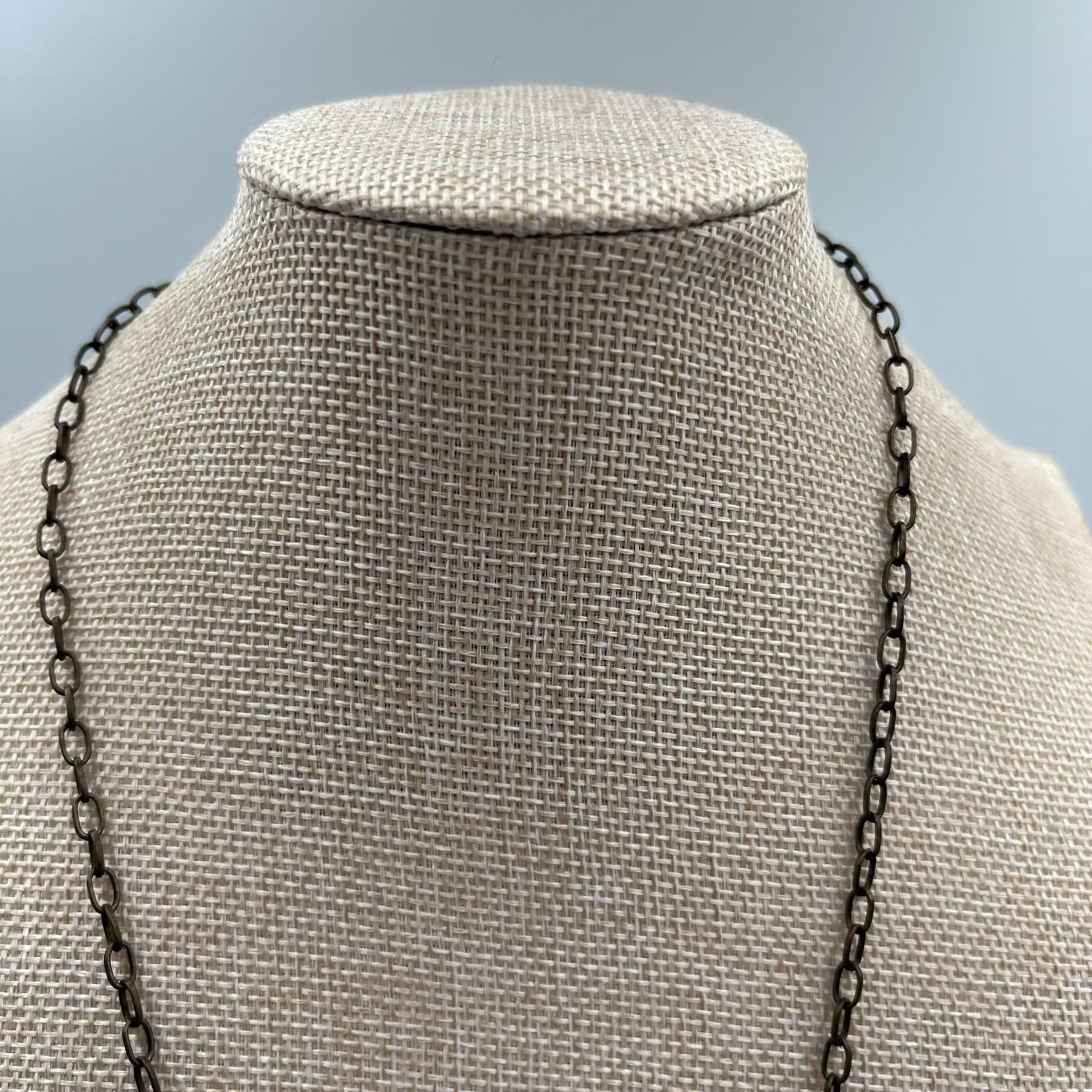 Vintage Owl Heart Pendant Necklace Amber Yellow Rhinestone Brass Tone Retro Boho - Thumbnail 2