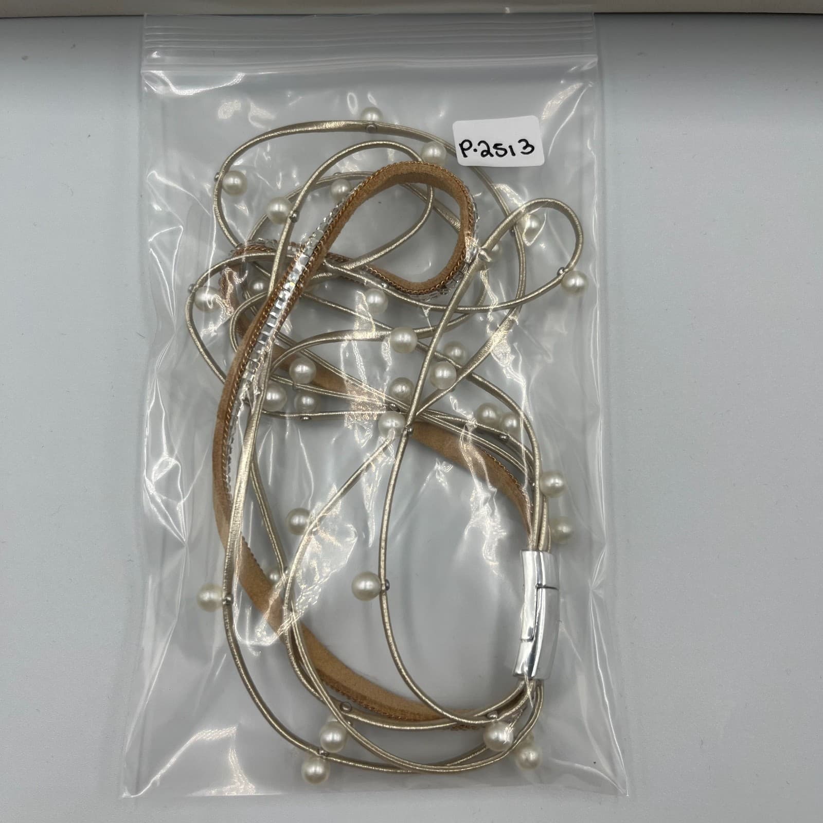 Vintage Multi-Strand Pearl Crystal Choker Necklace Magnetic Clasp Statement Boho - Thumbnail 8