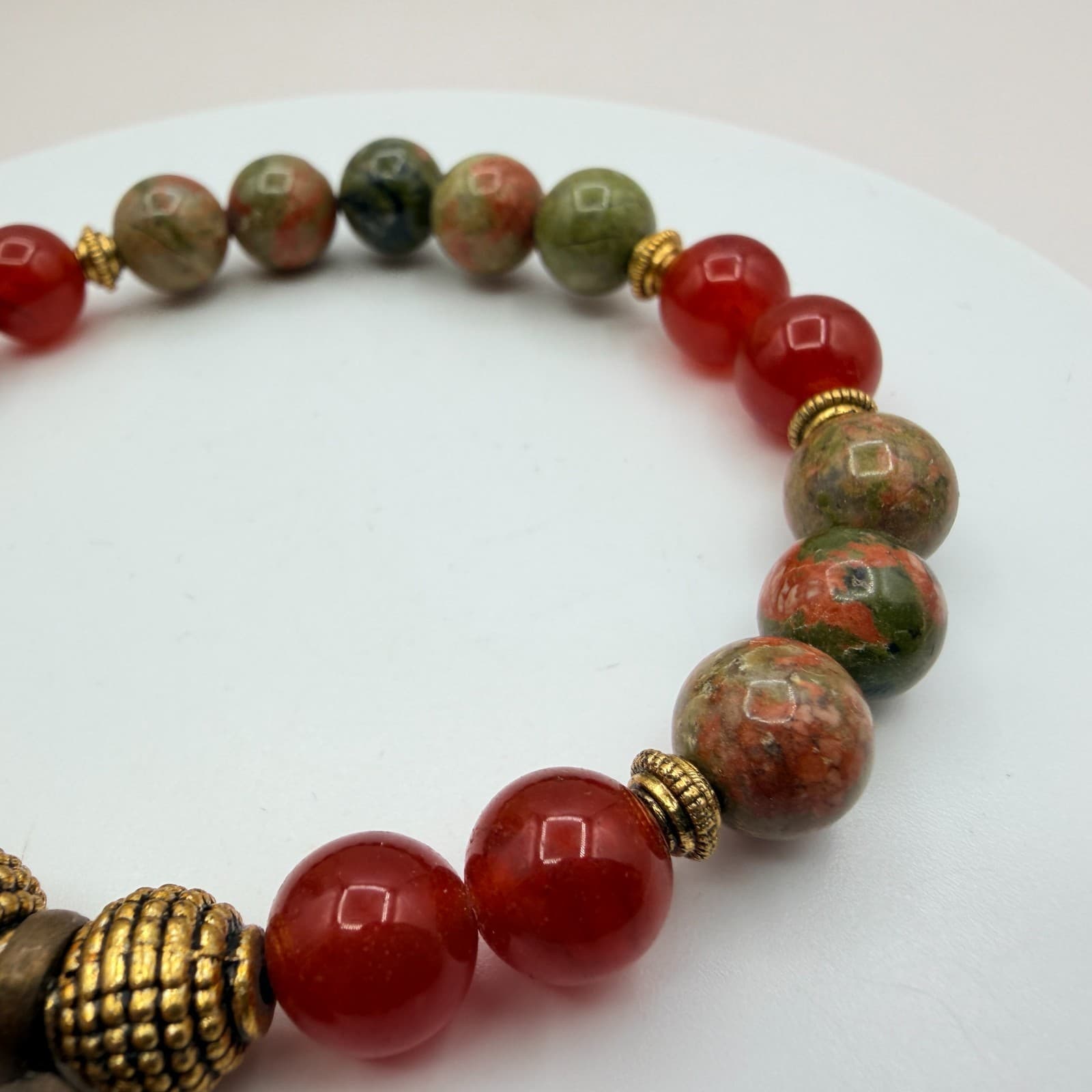 Vintage 90s Lotus Charm Beaded Bracelet Boho Women's Classic Fashion Jewelry - Thumbnail 9