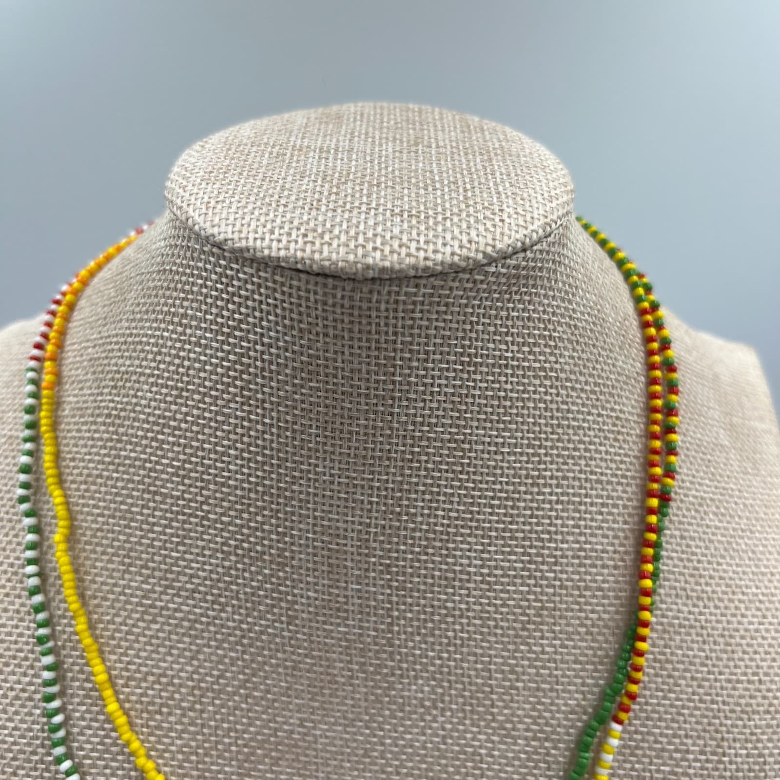 Vintage Seed Bead Necklace Multi-Strand Multi-Color Boho Hippie Love Beads 24" - Thumbnail 2