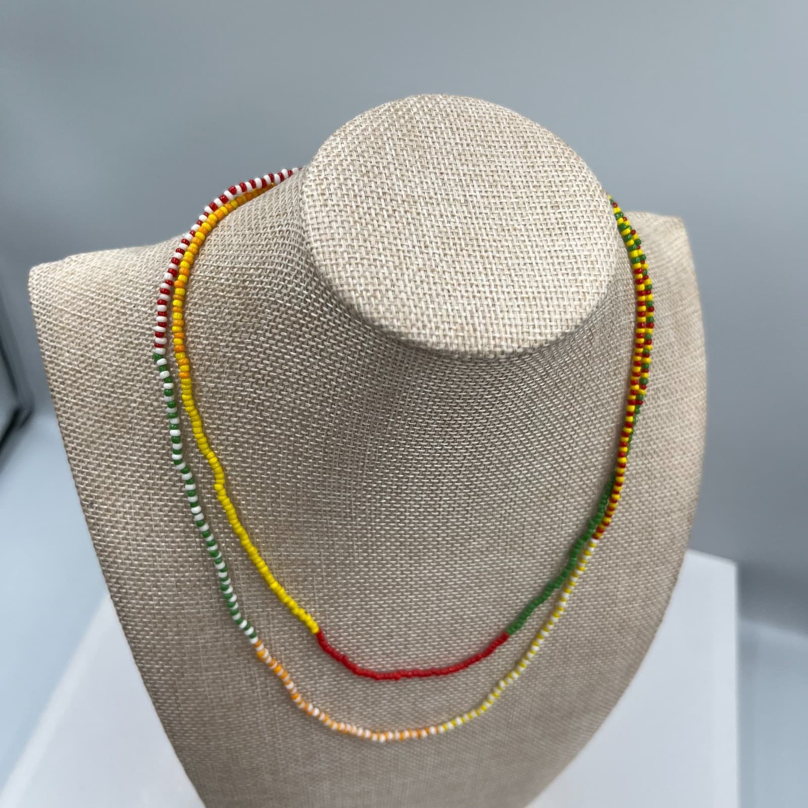 Vintage Seed Bead Necklace Multi-Strand Multi-Color Boho Hippie Love Beads 24" - Thumbnail 5