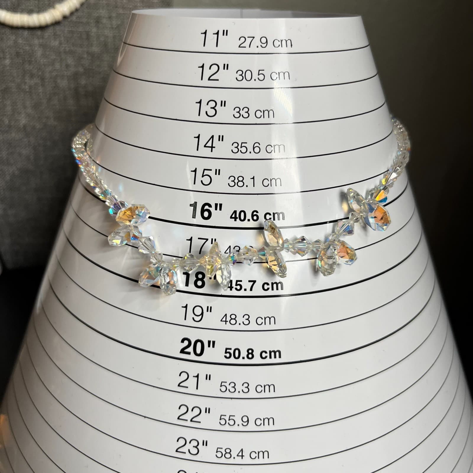 Vintage Aurora Borealis AB Crystal Necklace Iridescent Faceted Bead Choker 1950s - Thumbnail 7