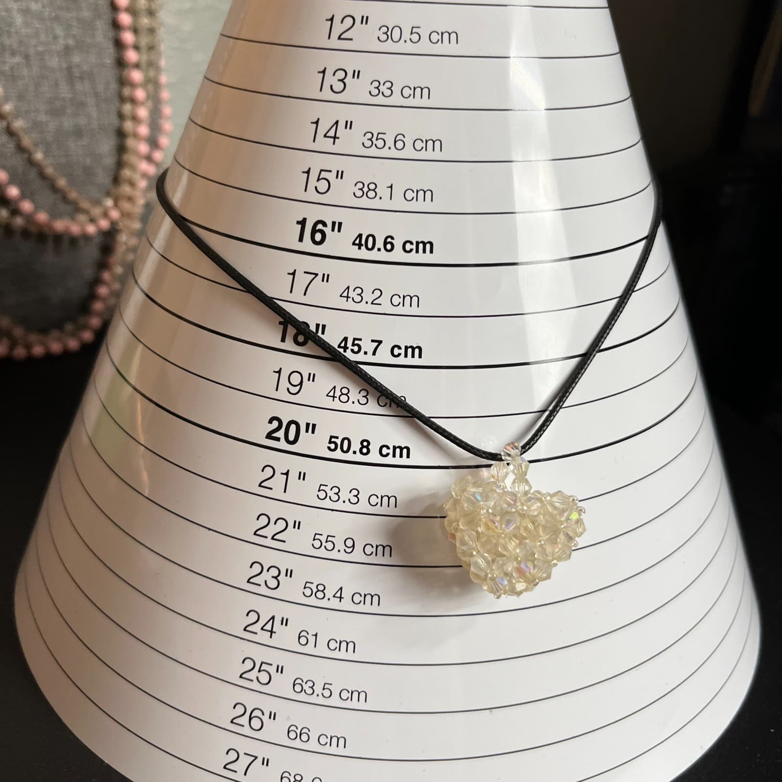 Vintage Crystal Heart Pendant Necklace Signed Silver Tone 18" Chain - Thumbnail 7