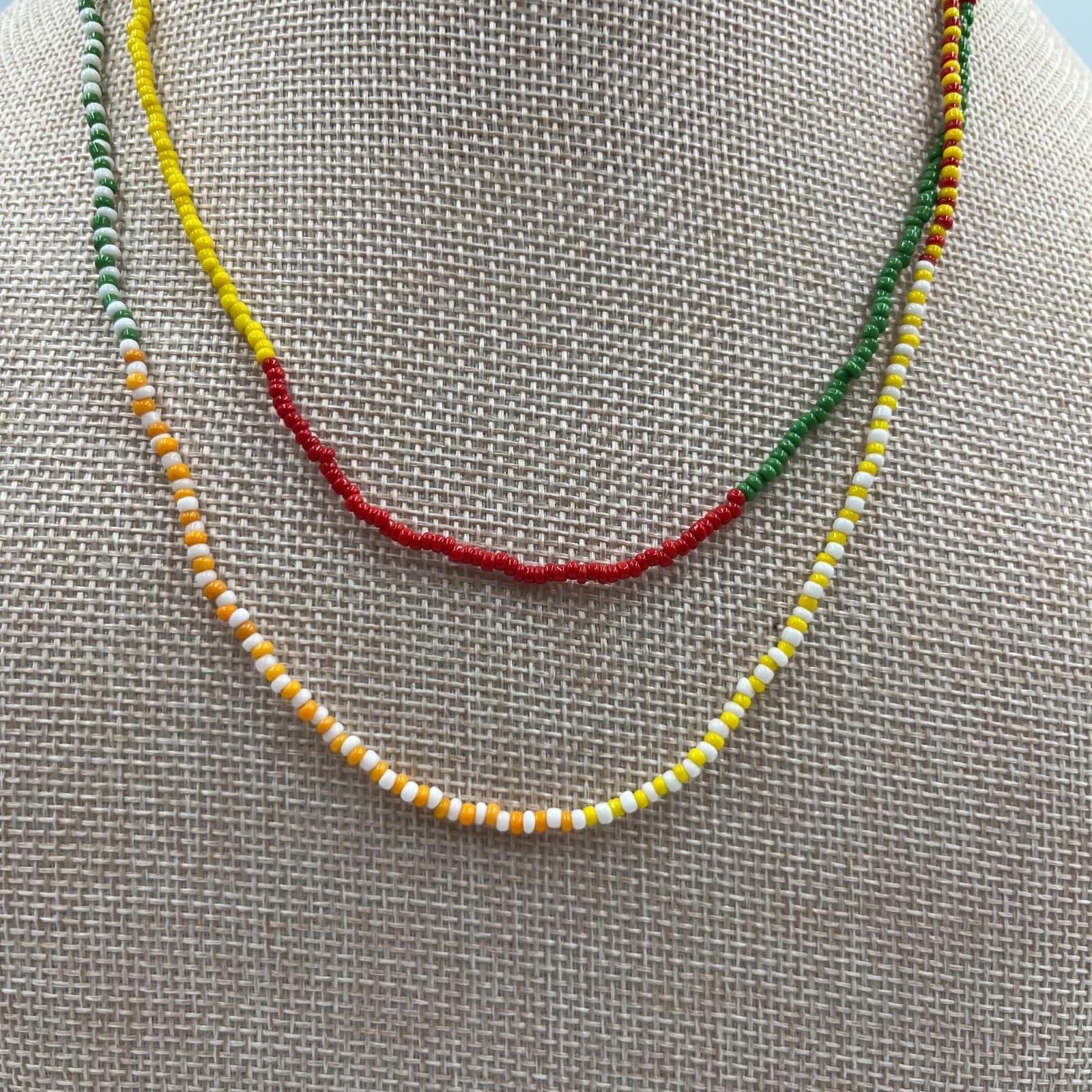Vintage Seed Bead Necklace Multi-Strand Multi-Color Boho Hippie Love Beads 24" - Thumbnail 3