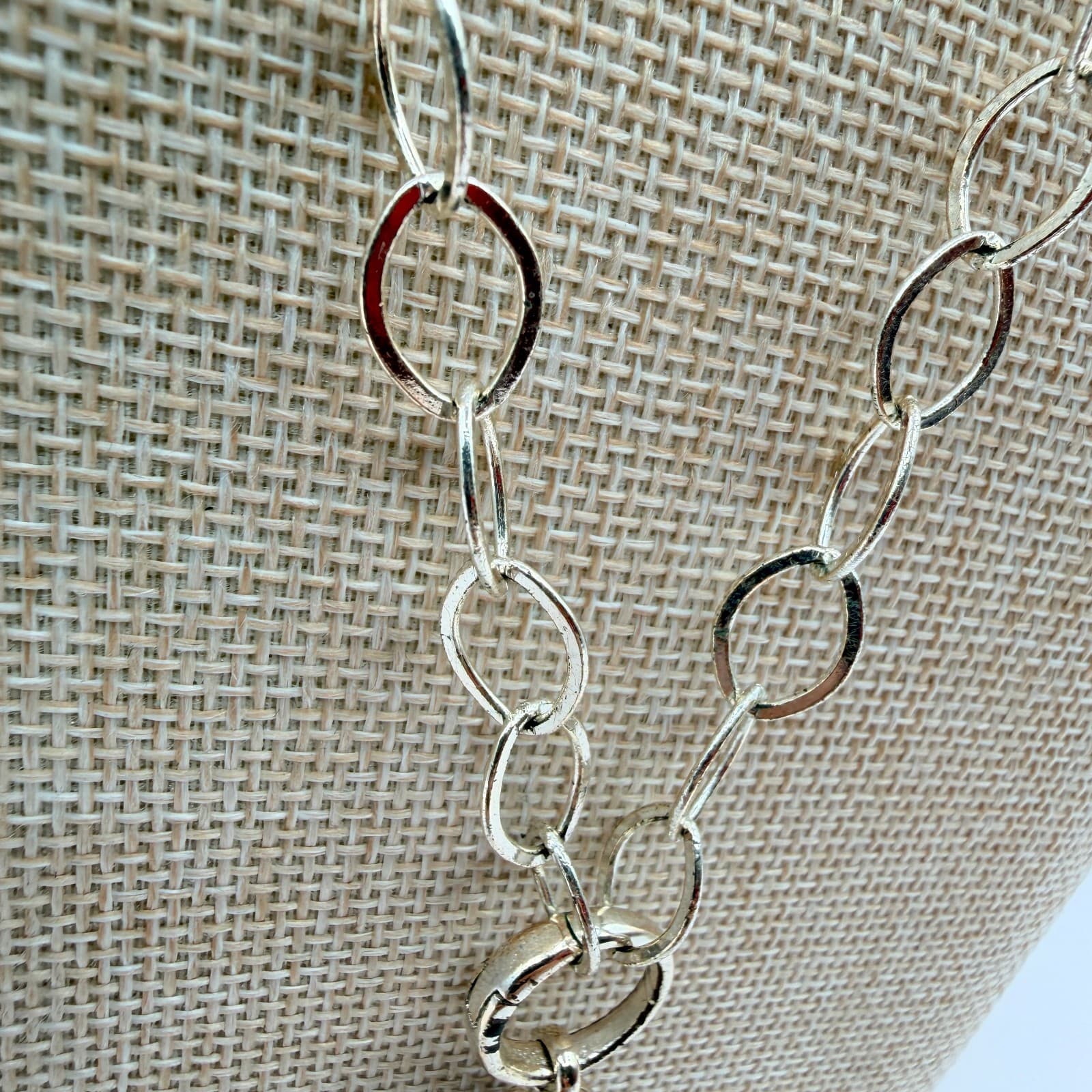 Vintage 90s Floating Heart Locket Necklace Silver Tone Blue Glass Charm Jewelry - Thumbnail 7