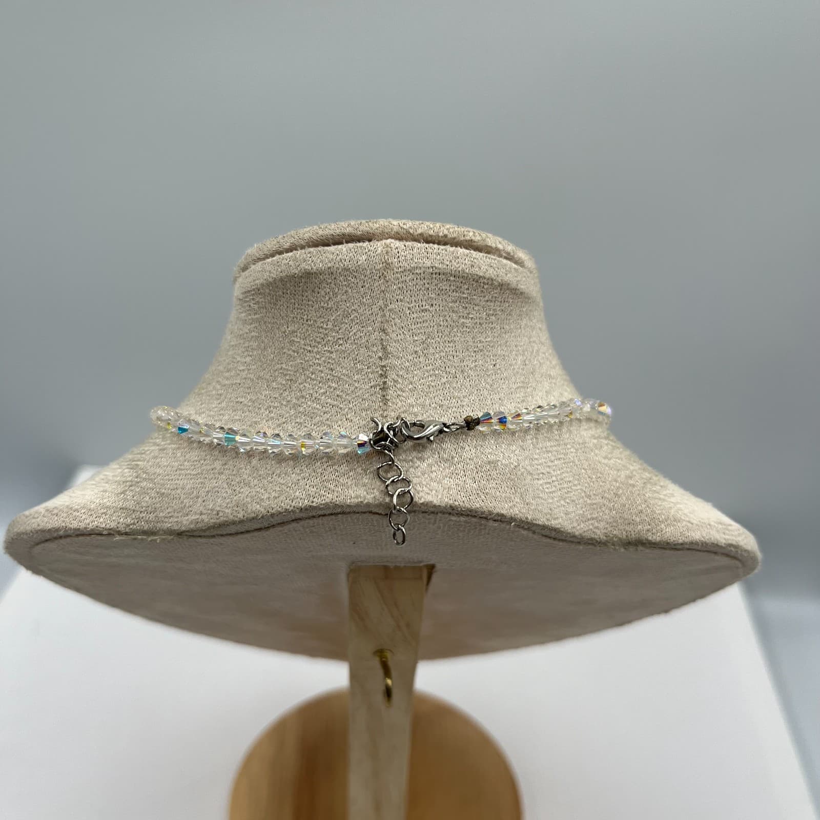 Vintage Aurora Borealis AB Crystal Necklace Iridescent Faceted Bead Choker 1950s - Thumbnail 6