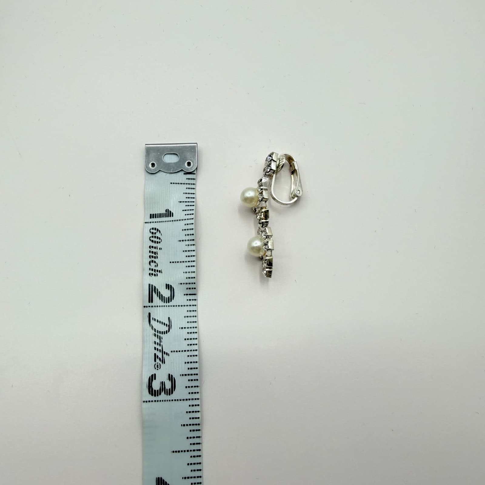 Vintage Y2K Silver Tone Faux Pearl Rhinestone Earrings Women's Classic Jewelry - Thumbnail 9