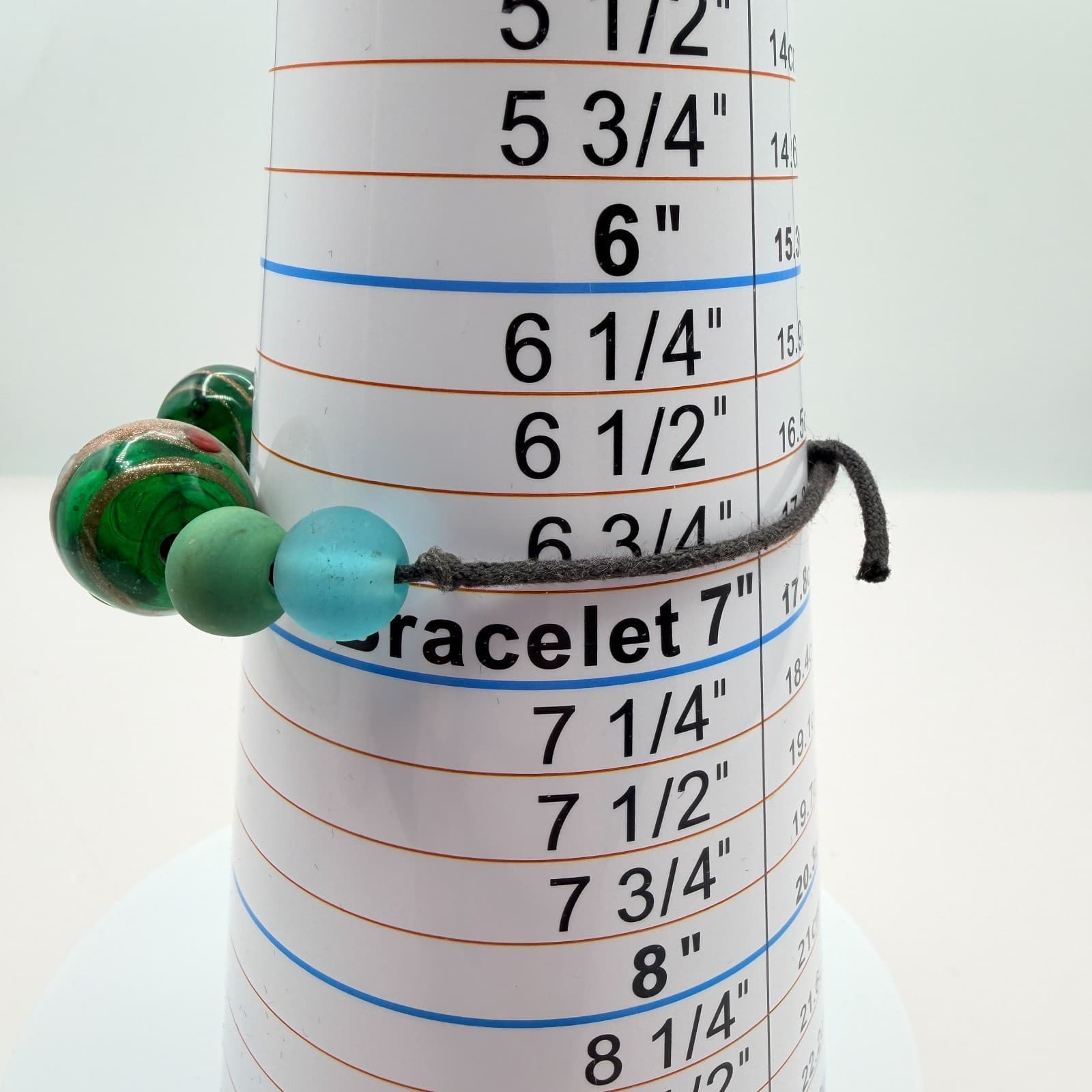 Vintage 80s Lampwork Glass Bead Cord Bracelet Multicolor Striped Classic Jewelry - Thumbnail 10