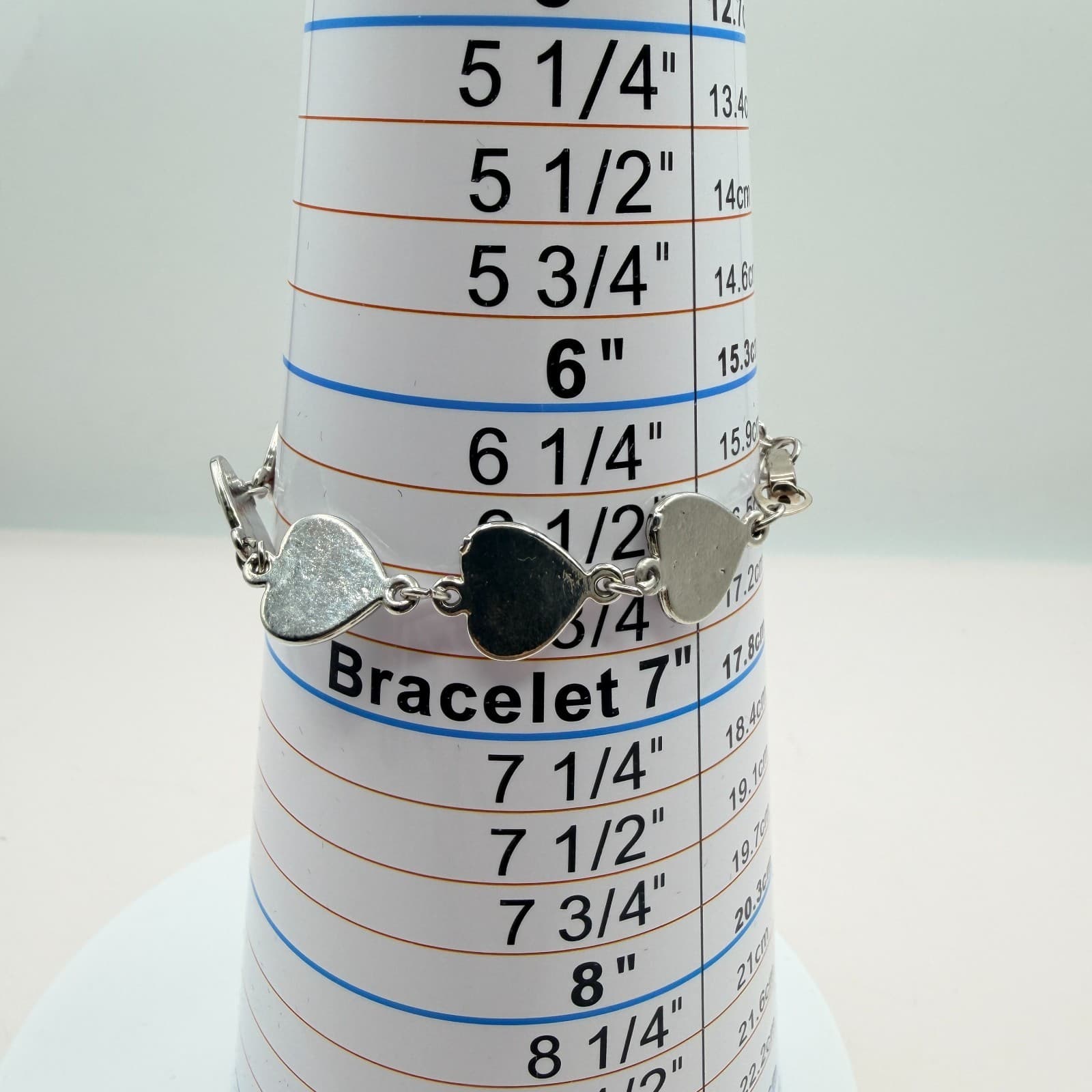 Vintage 90s Silver Tone Multi Color Faux Paua Shell Heart Link Bracelet Jewelry - Thumbnail 10