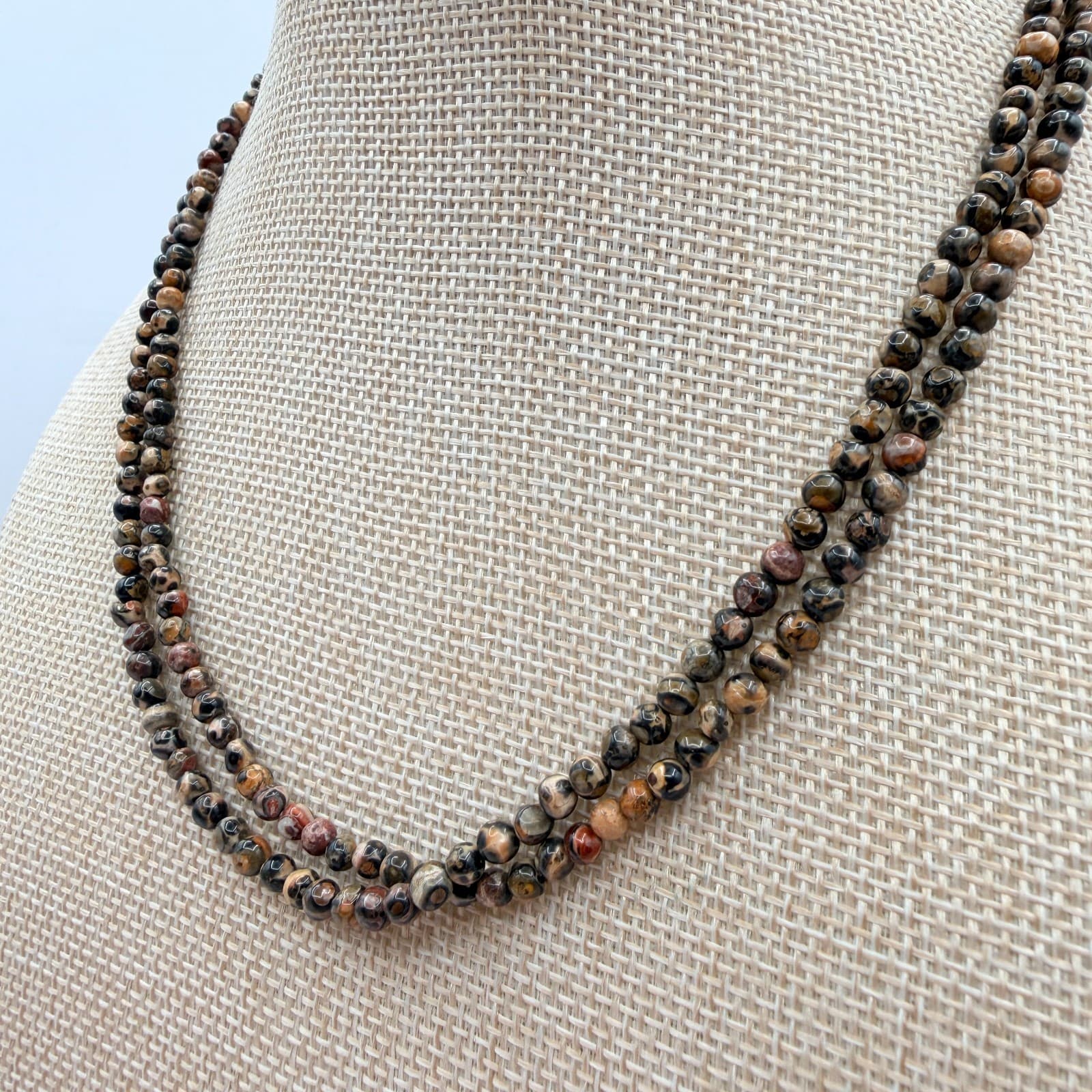 Vintage Y2K Double Strand Beaded Necklace Women's Classic Fashion Jewelry - Thumbnail 5