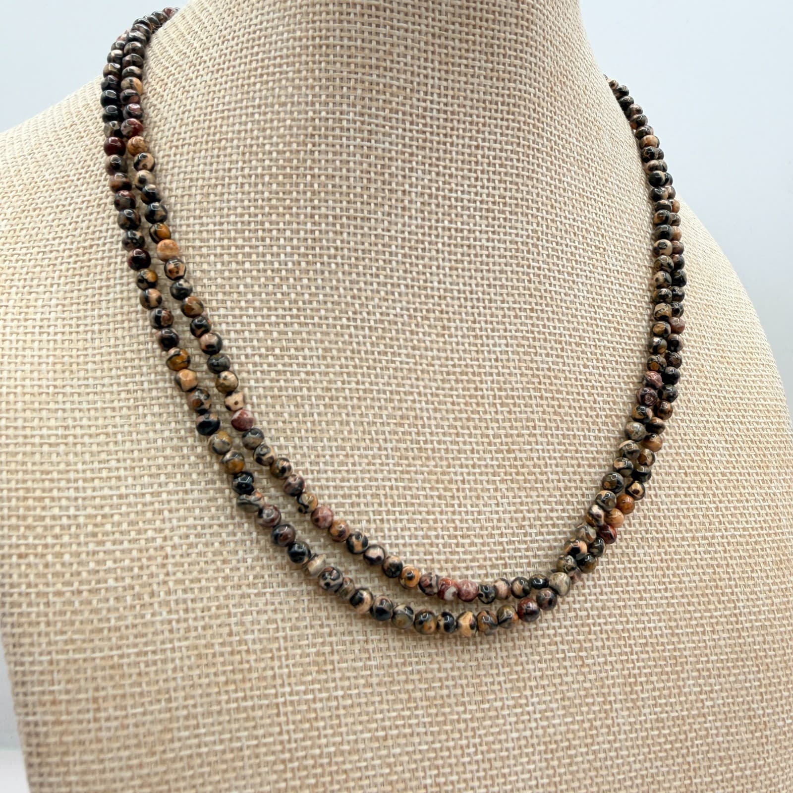 Vintage Y2K Double Strand Beaded Necklace Women's Classic Fashion Jewelry - Thumbnail 2