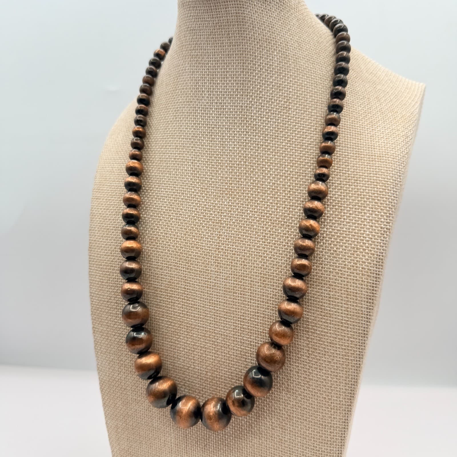 Vintage 90s Silver Tone Round Beaded Necklace Boho Women's Classic Jewelry - Thumbnail 8