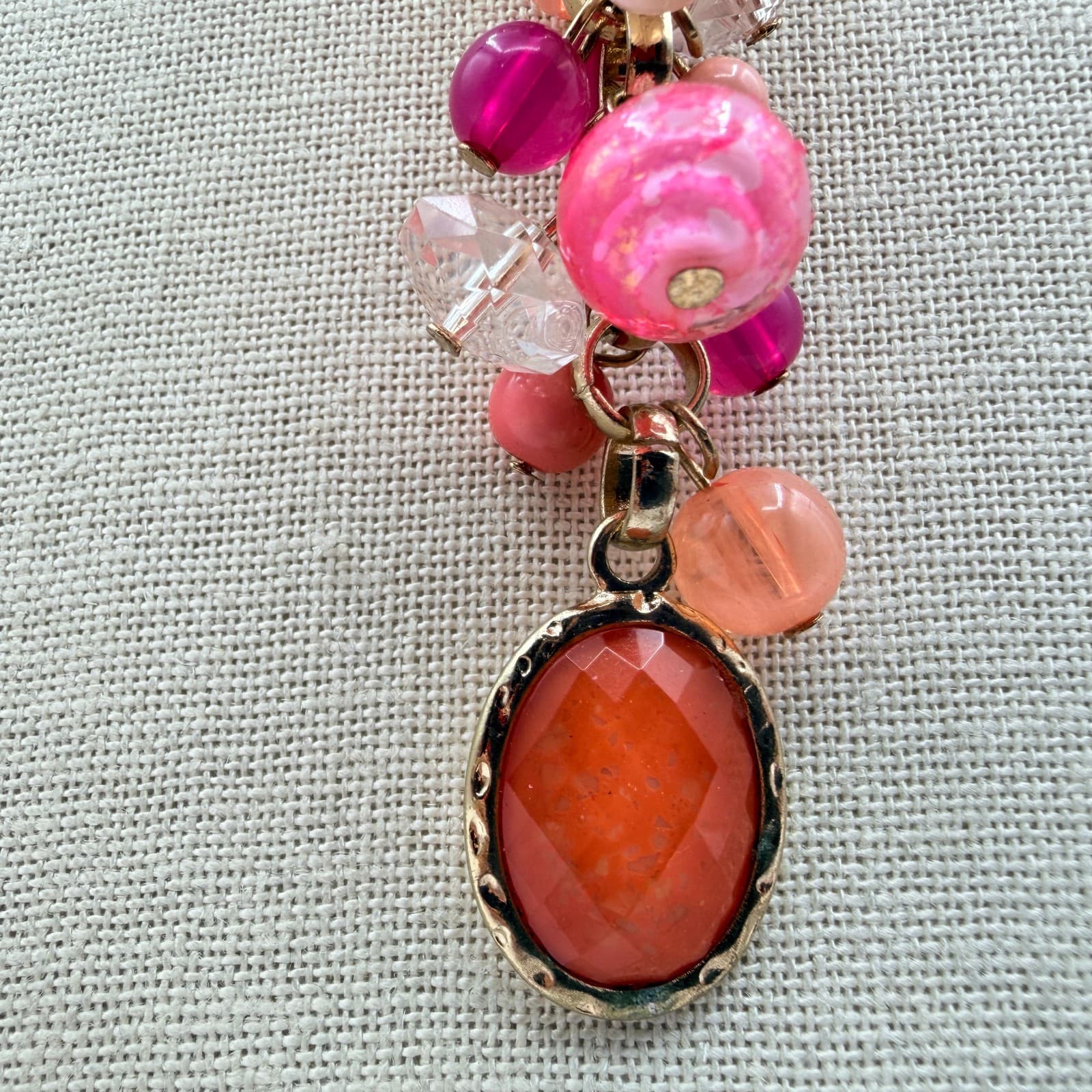 Vintage 90s Gold Tone Beaded Statement Y Necklace Women's Classic Jewelry - Thumbnail 4