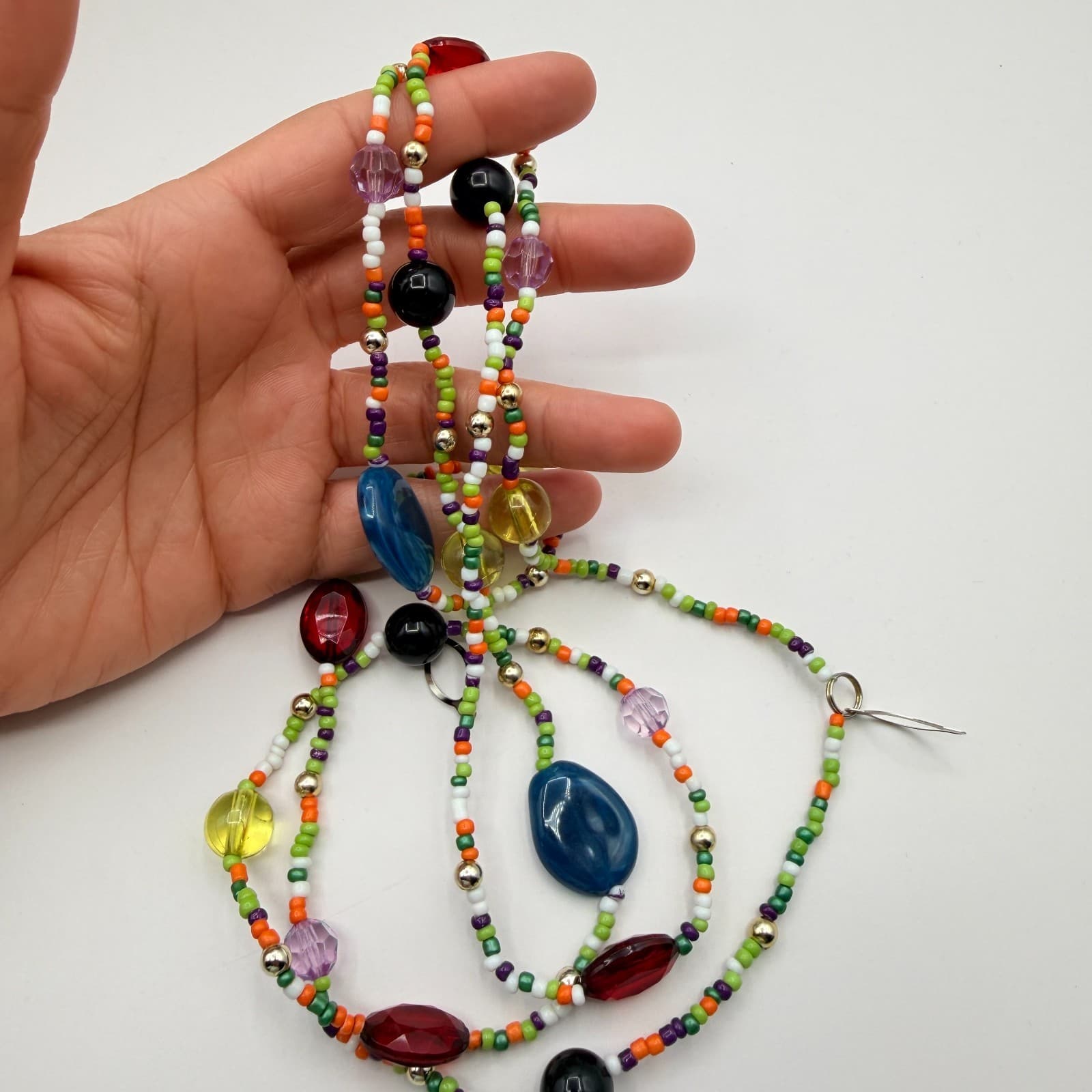 Vintage Y2K Gold Tone Multi Strand Beaded Necklace Boho Women's Classic Jewelry - Thumbnail 10