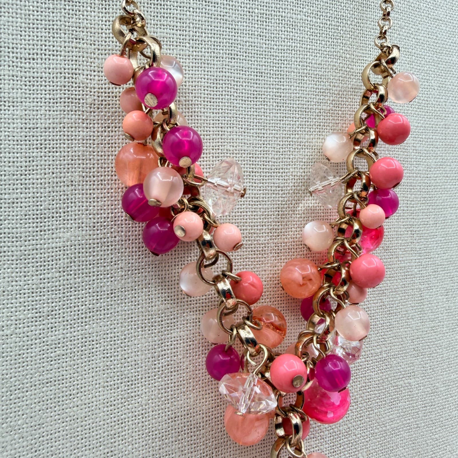 Vintage 90s Gold Tone Beaded Statement Y Necklace Women's Classic Jewelry - Thumbnail 8