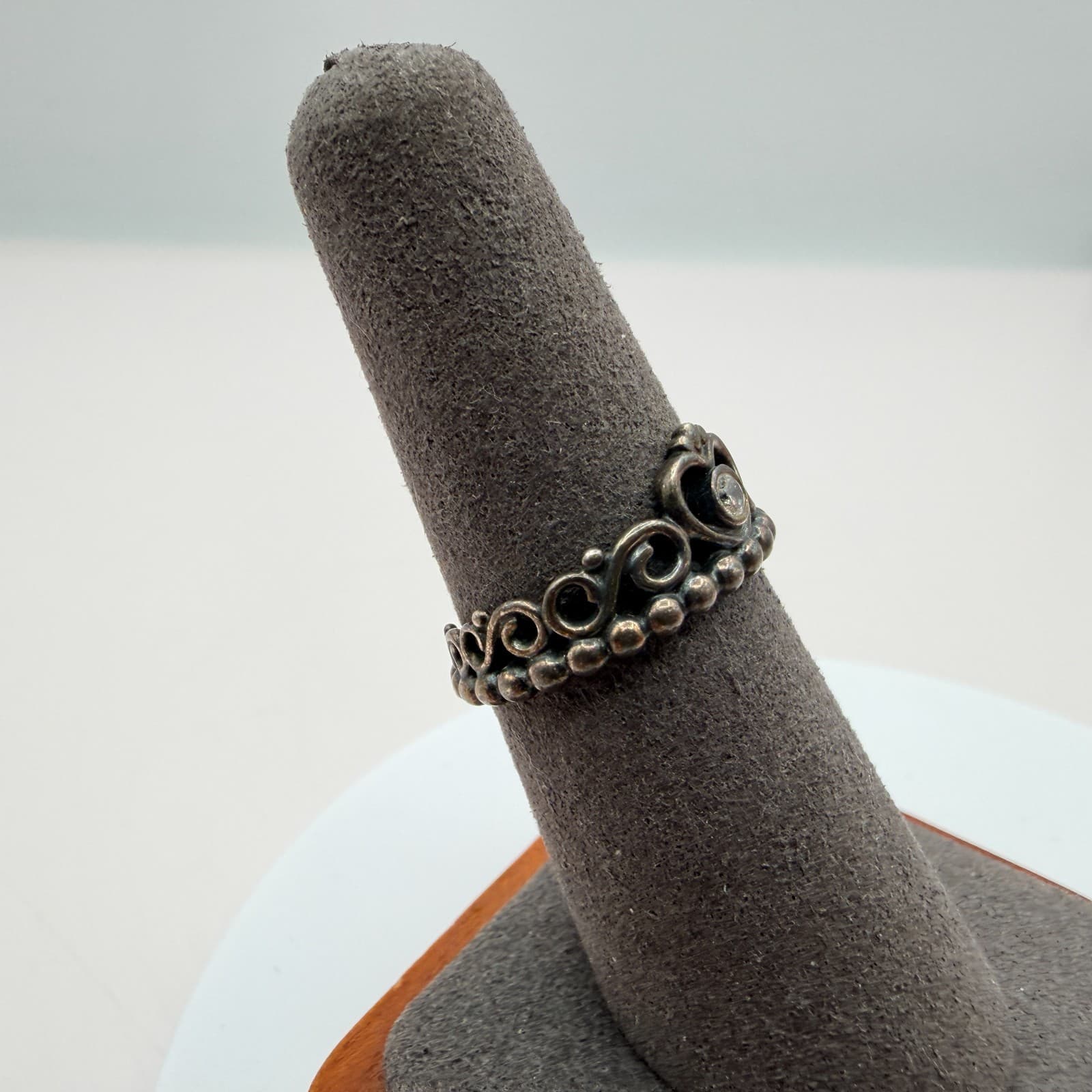 Vintage 80s Princess Tiara Crown Ring Silver Tone Clear Cubic Zirconia Jewelry - Thumbnail 4