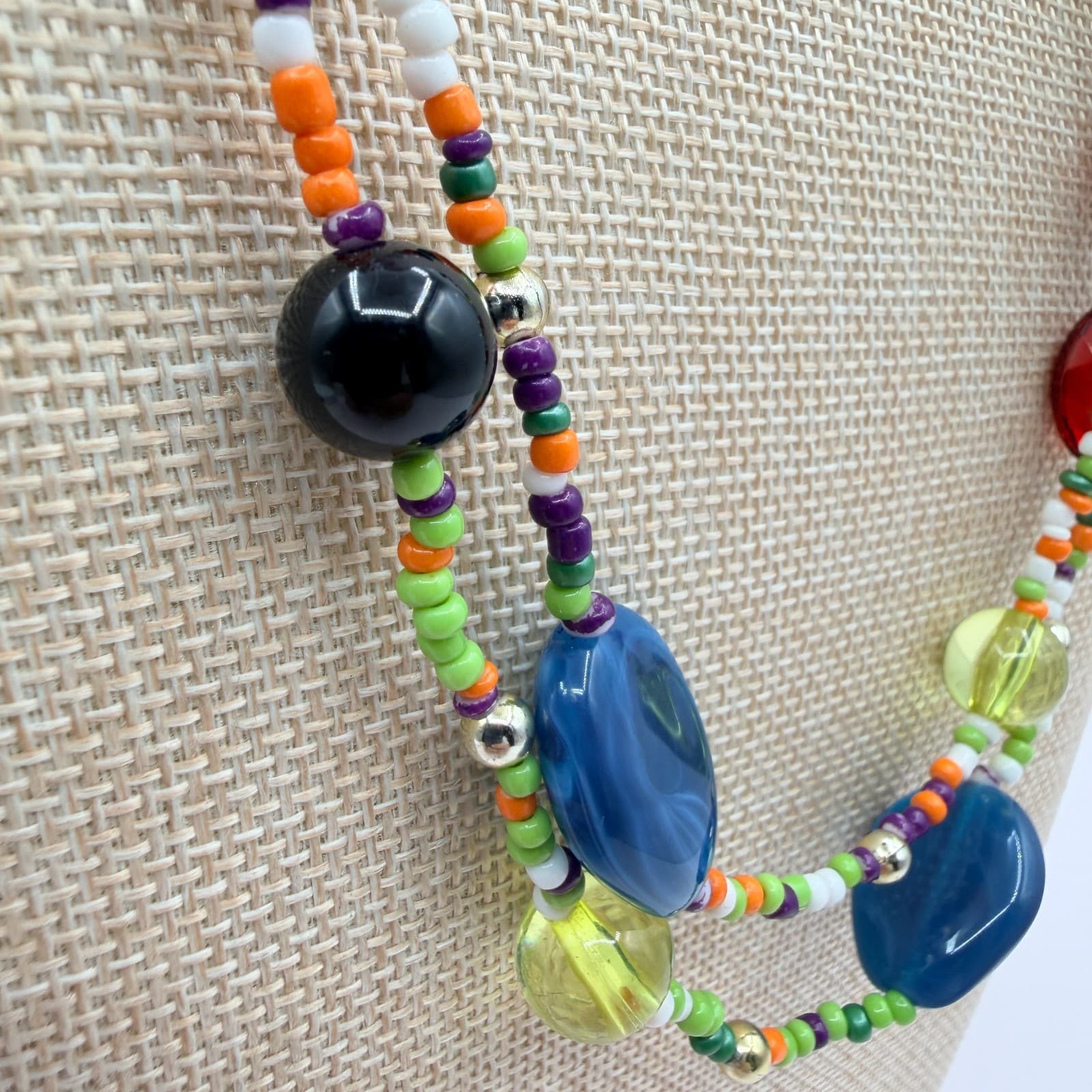 Vintage Y2K Gold Tone Multi Strand Beaded Necklace Boho Women's Classic Jewelry - Thumbnail 5