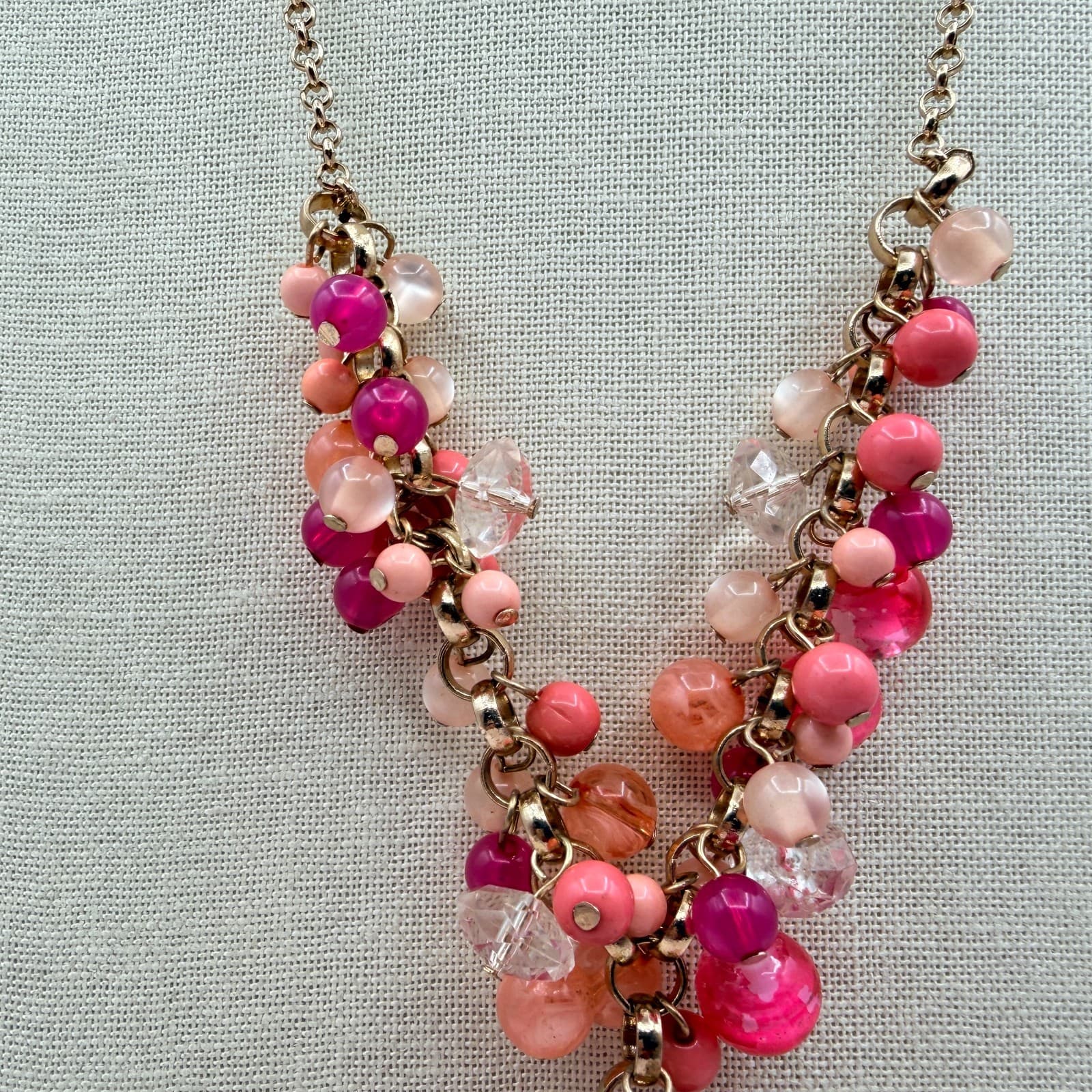 Vintage 90s Gold Tone Beaded Statement Y Necklace Women's Classic Jewelry - Thumbnail 6