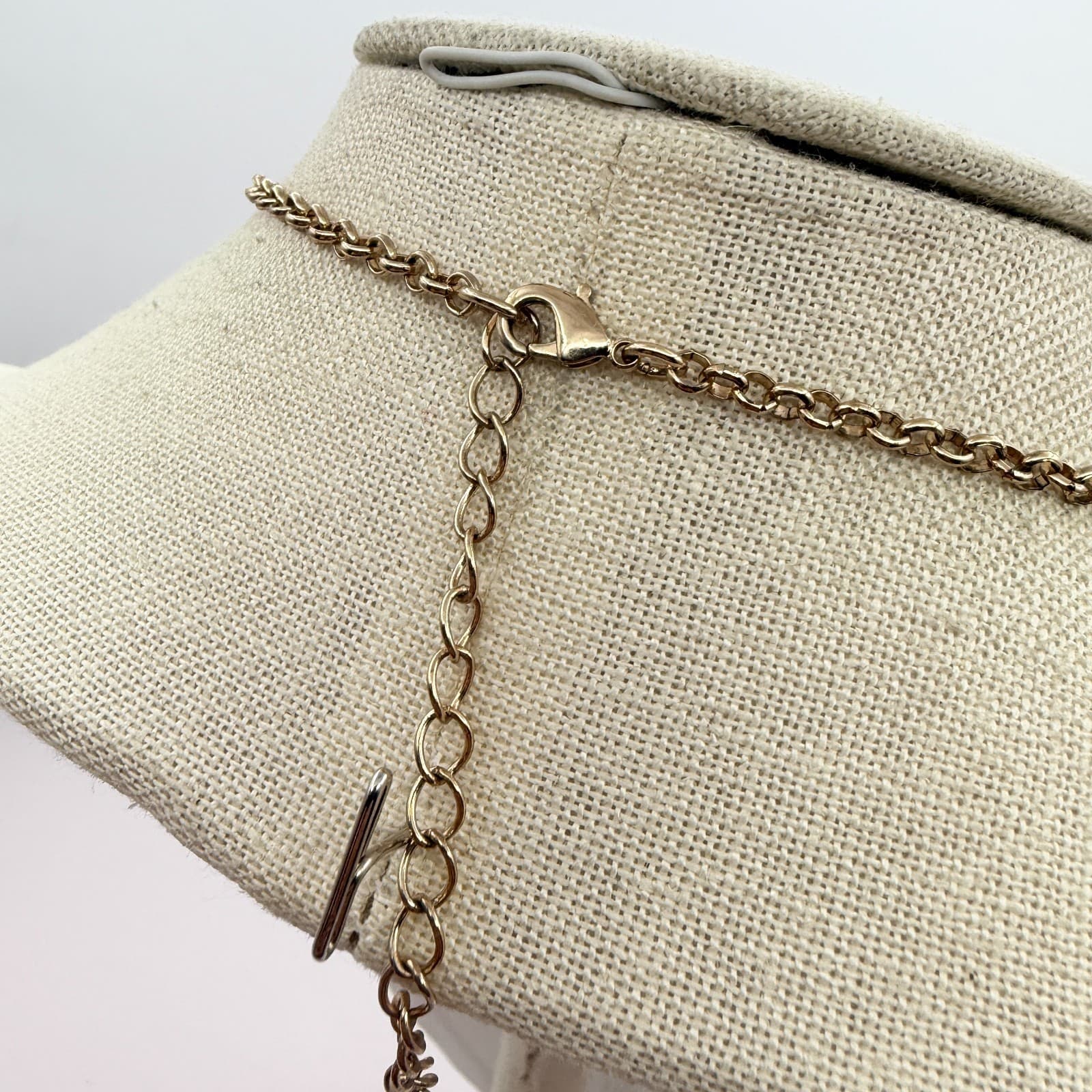 Vintage 90s Gold Tone Beaded Statement Y Necklace Women's Classic Jewelry - Thumbnail 11