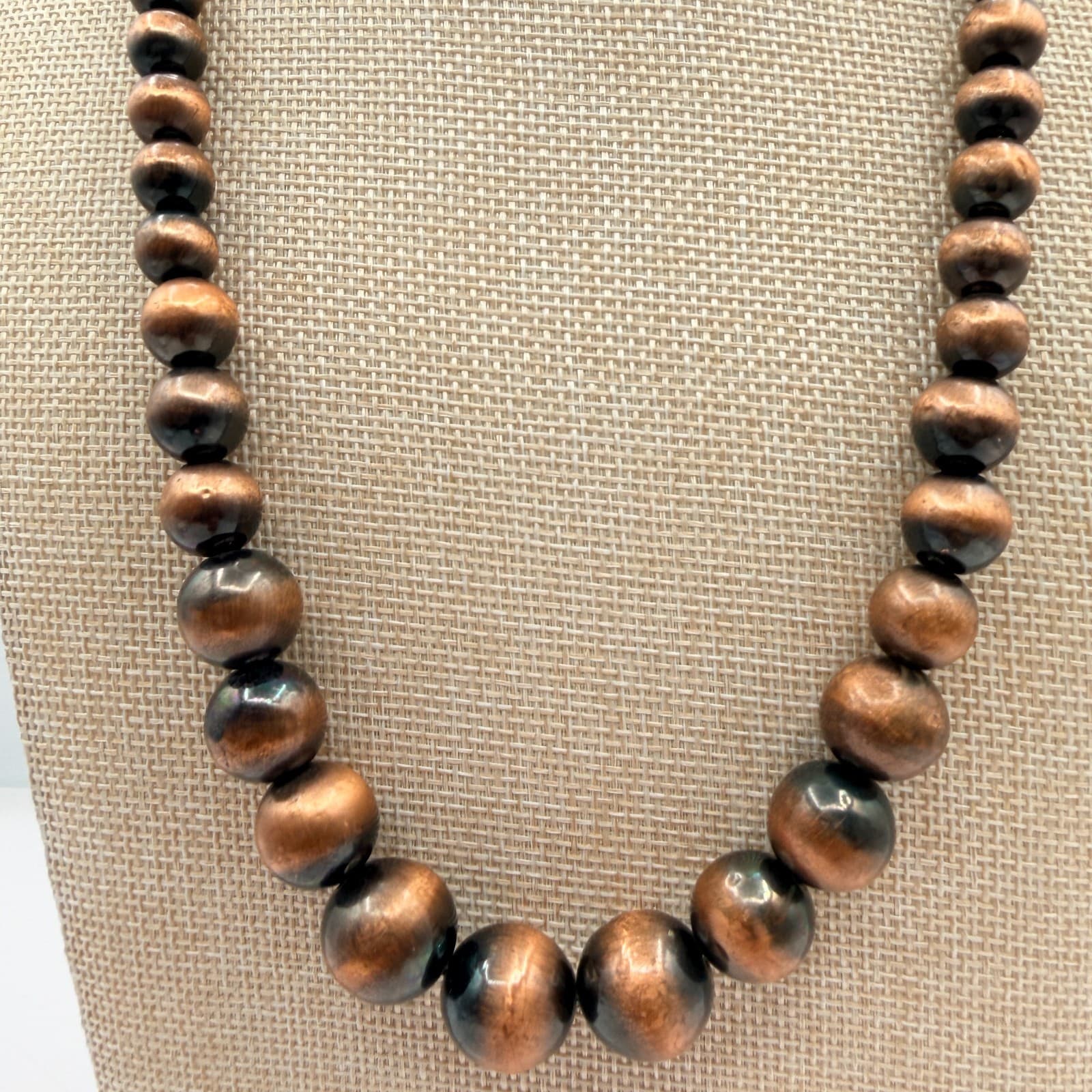 Vintage 90s Silver Tone Round Beaded Necklace Boho Women's Classic Jewelry - Thumbnail 3