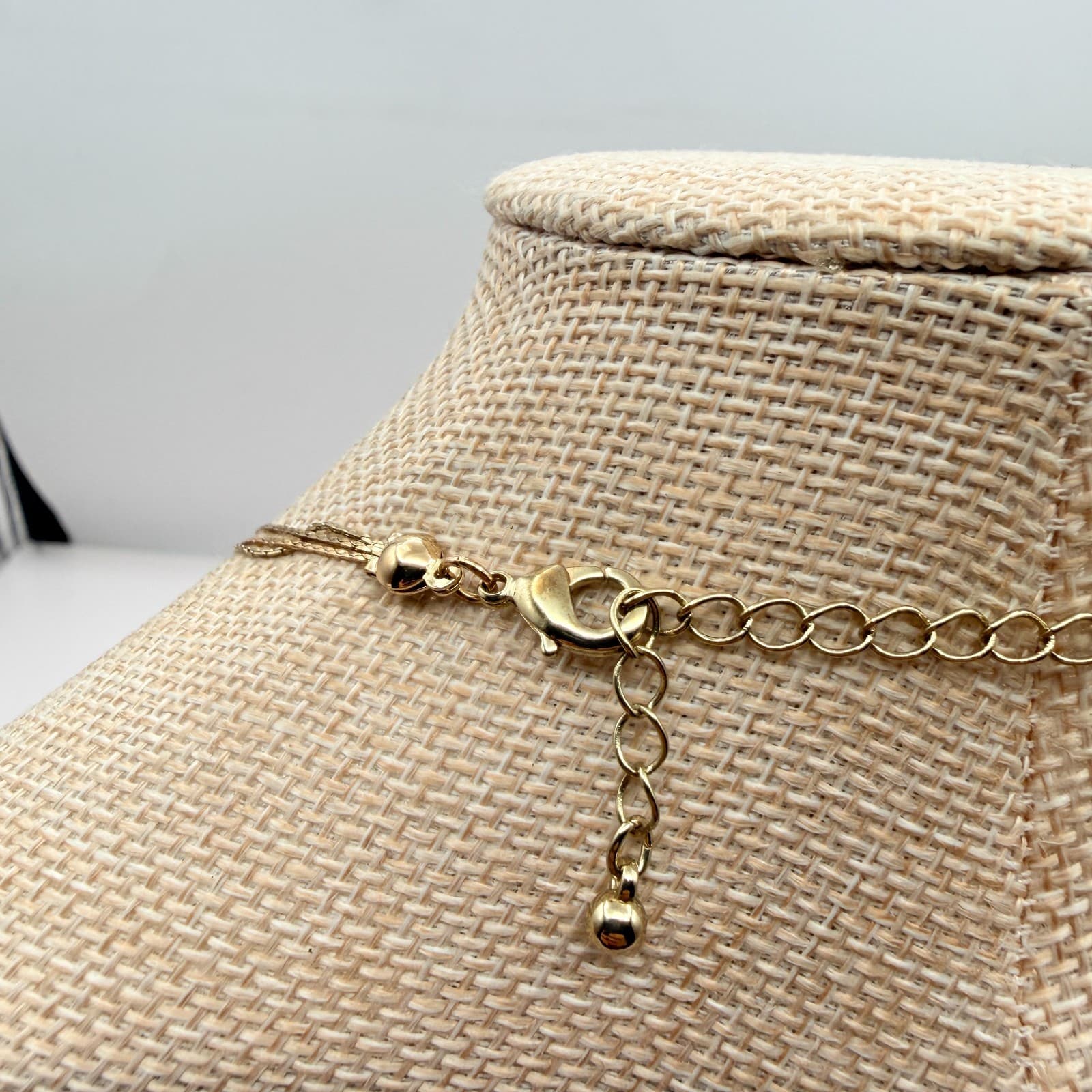 Vintage 90s Gold Tone Multi Strand Beaded Statement Bib Necklace Women's Jewelry - Thumbnail 10