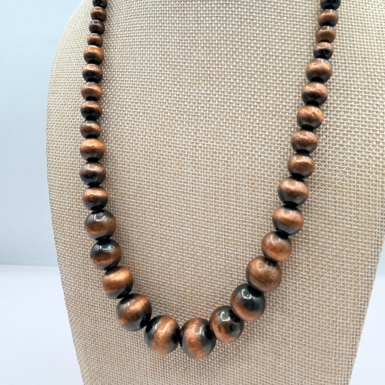 Vintage 90s Silver Tone Round Beaded Necklace Boho Women's Classic Jewelry - Thumbnail 7