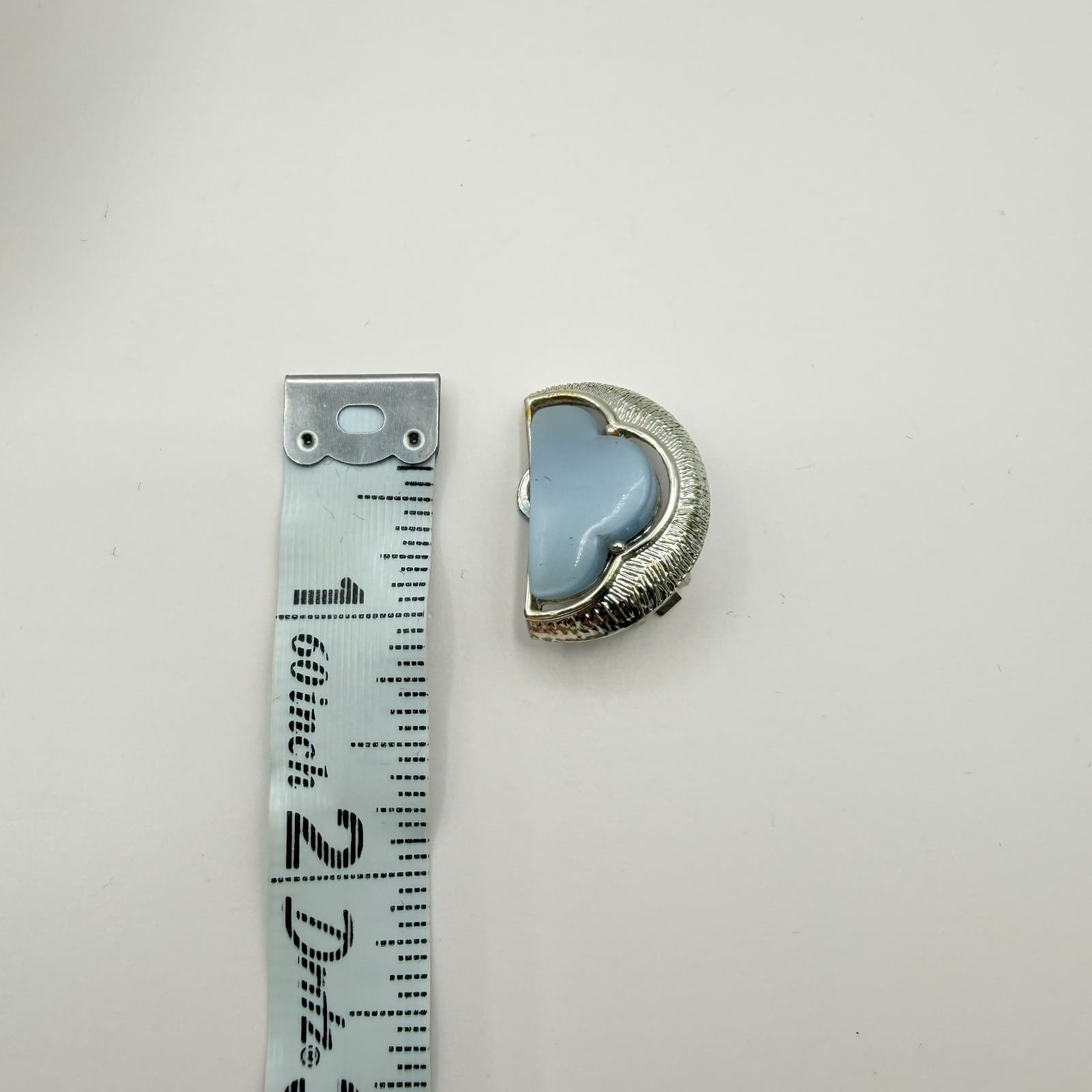 Vintage 80s Modern Blue Chalcedony Clip-On Earrings Silver Tone Abstract Jewelry - Thumbnail 9