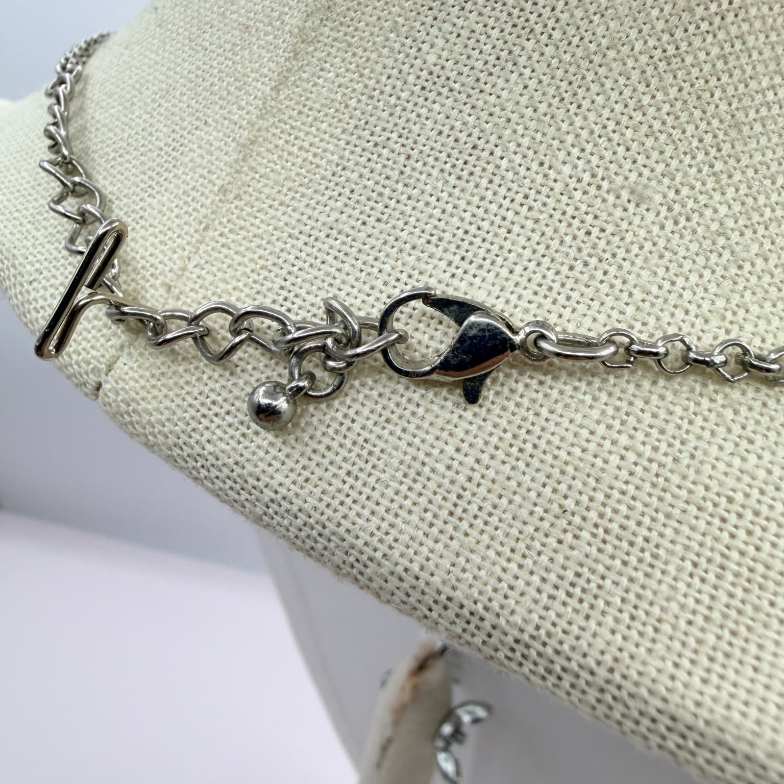 Vintage 90s Silver Tone Turquoise Beaded Teardrop Pendant Necklace Boho Jewelry - Thumbnail 8